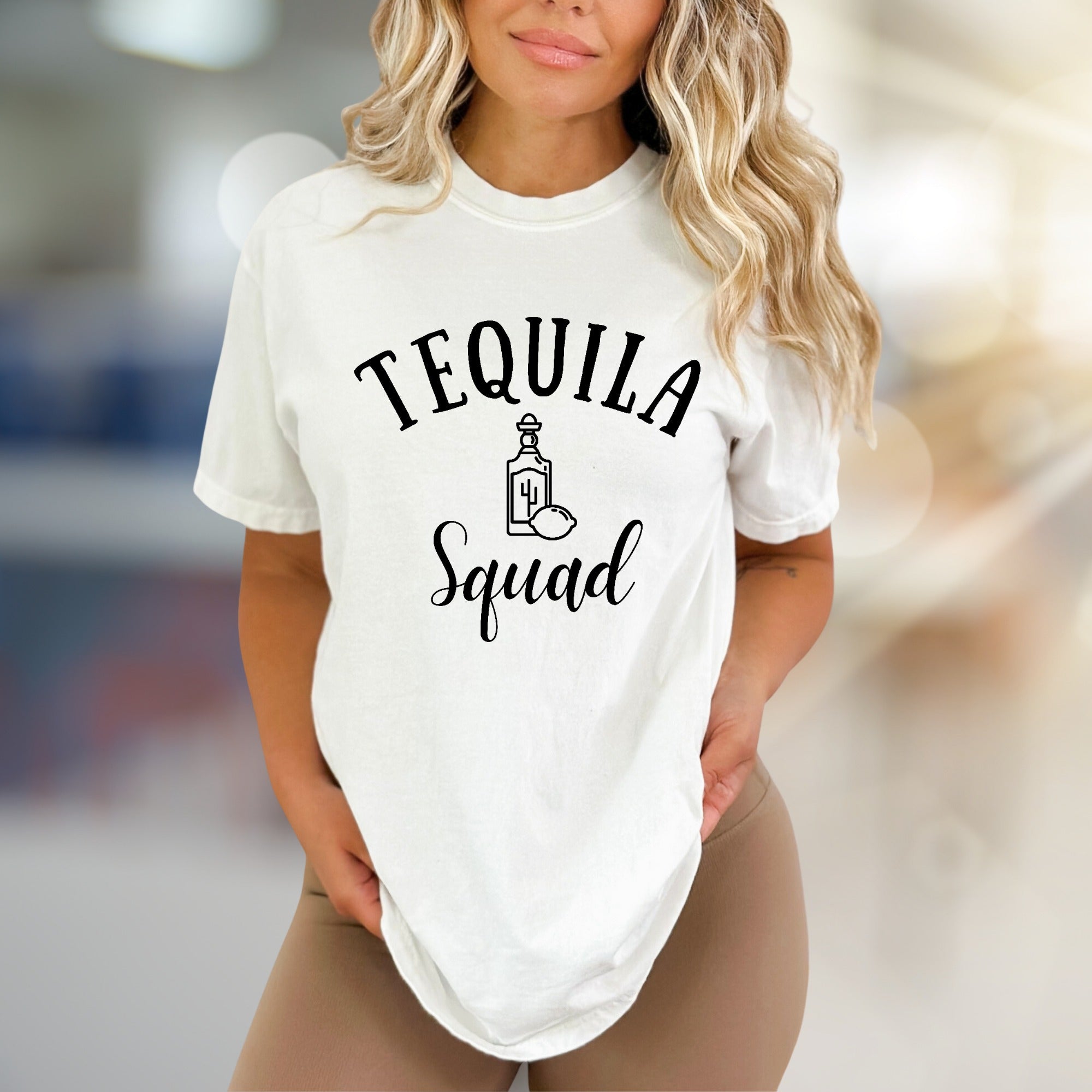 "Tequila Squad" Fun Enthusiast Graphic Tee, A Party-Ready Pick for Social Souls