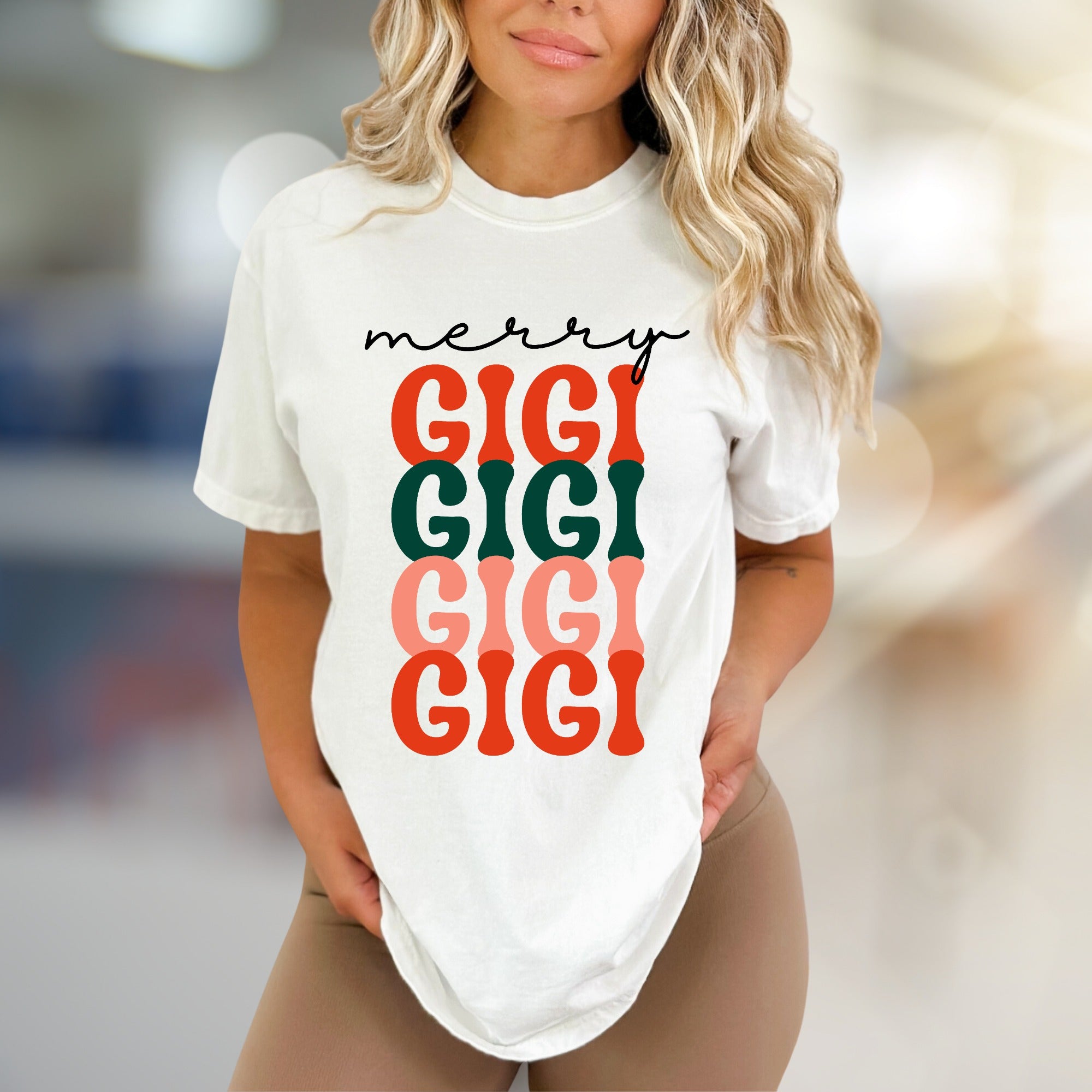 “Merry Gigi” Festive Graphic Tee, a Grandparent's Joyful Pick for Family