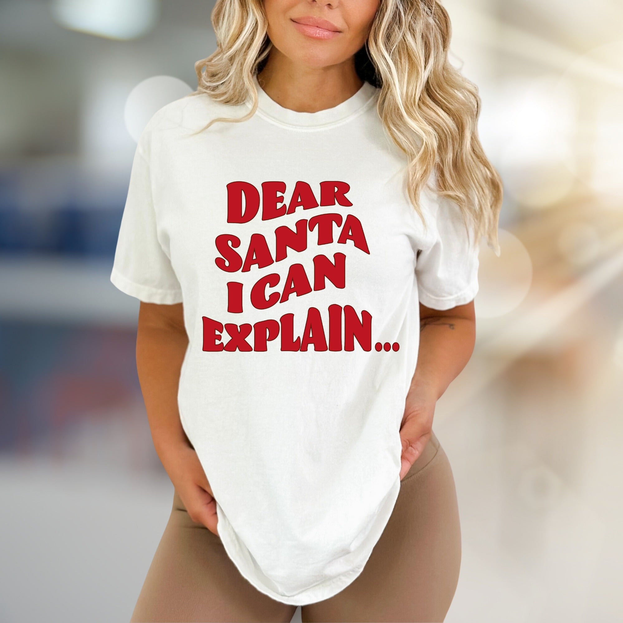 "Dear Santa I Can Explain..." Humorous Christmas Graphic Tee, a Festive Pick for Holiday Lovers