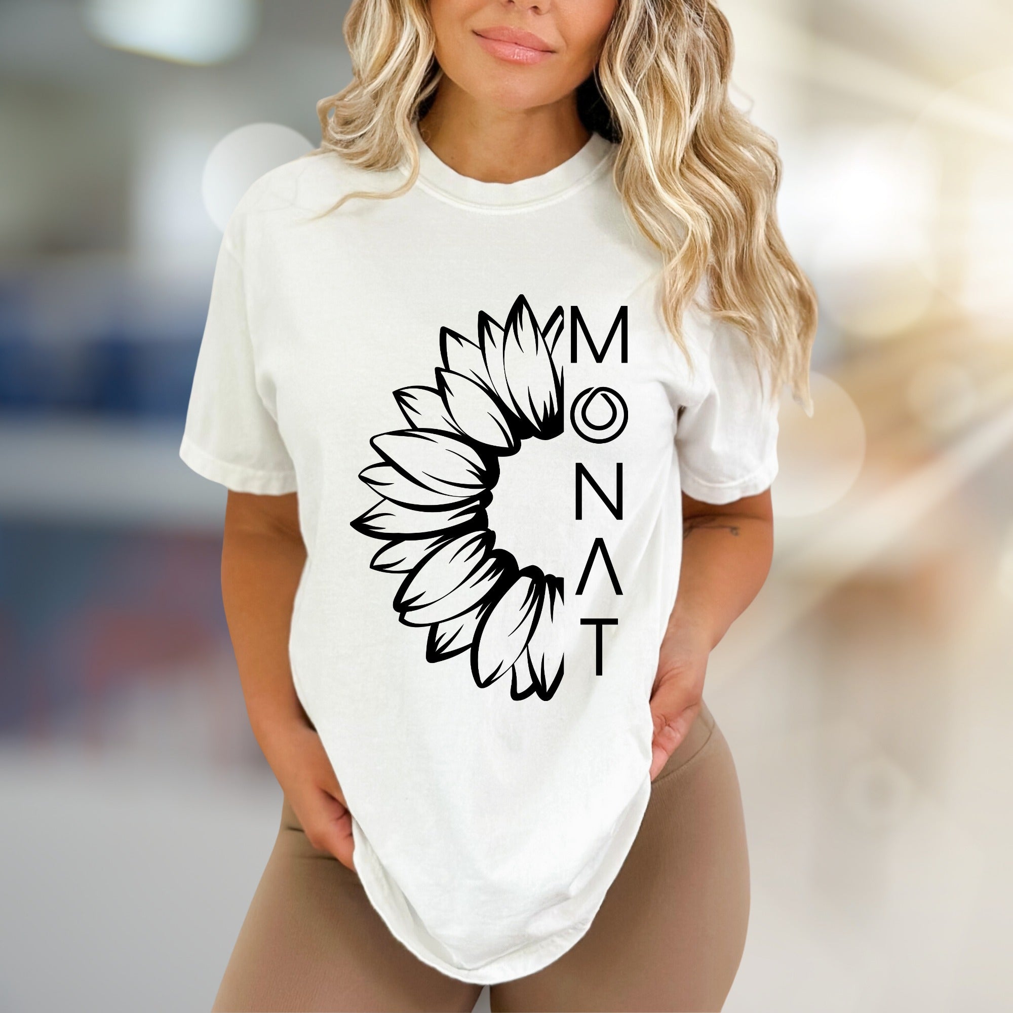 MONAT Sunflower Graphic Tee, A Botanical Statement T-Shirt for Wellness Advocates