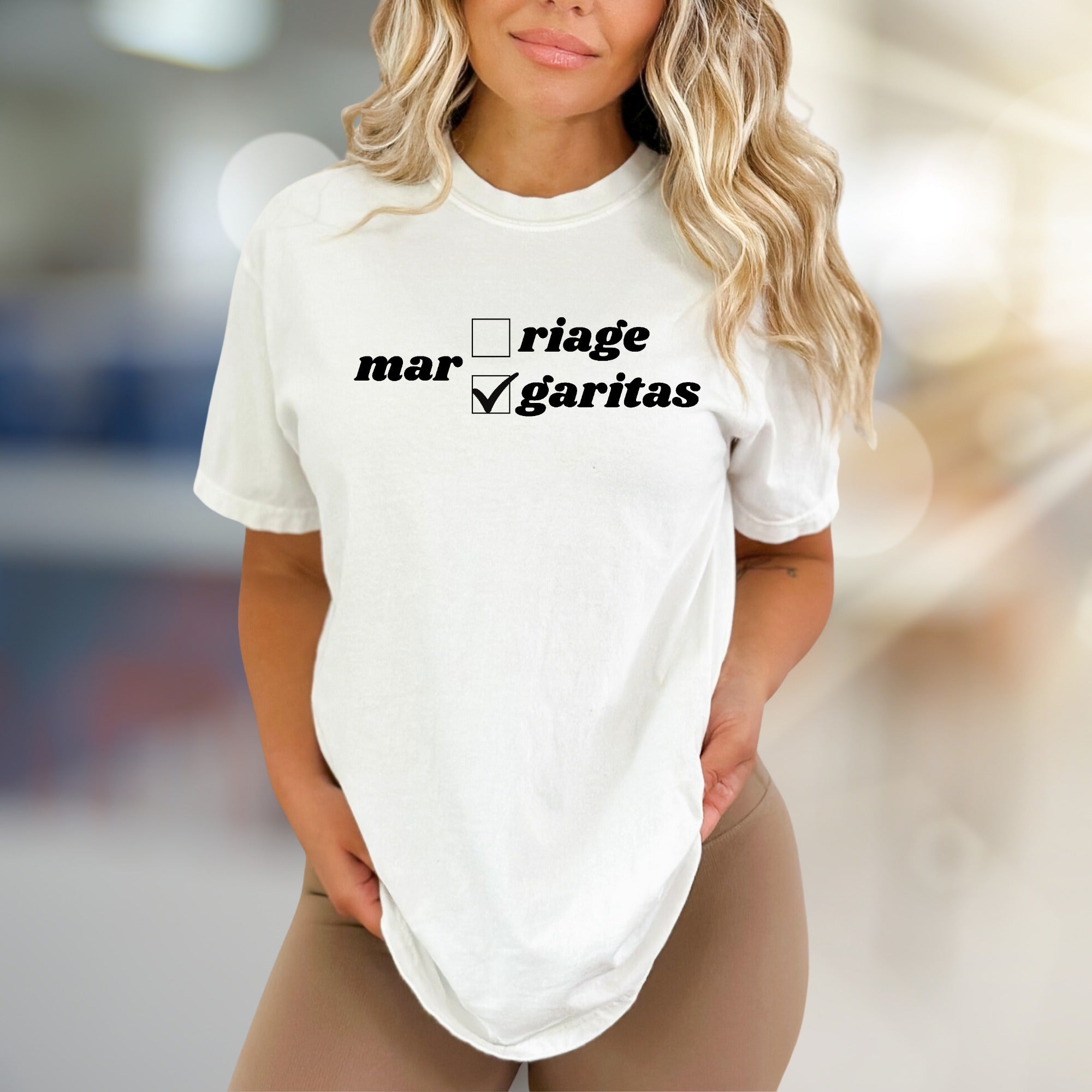 "mar garitas" Funny Checkbox Graphic Tee, A Humorous Pick for Margarita Lovers