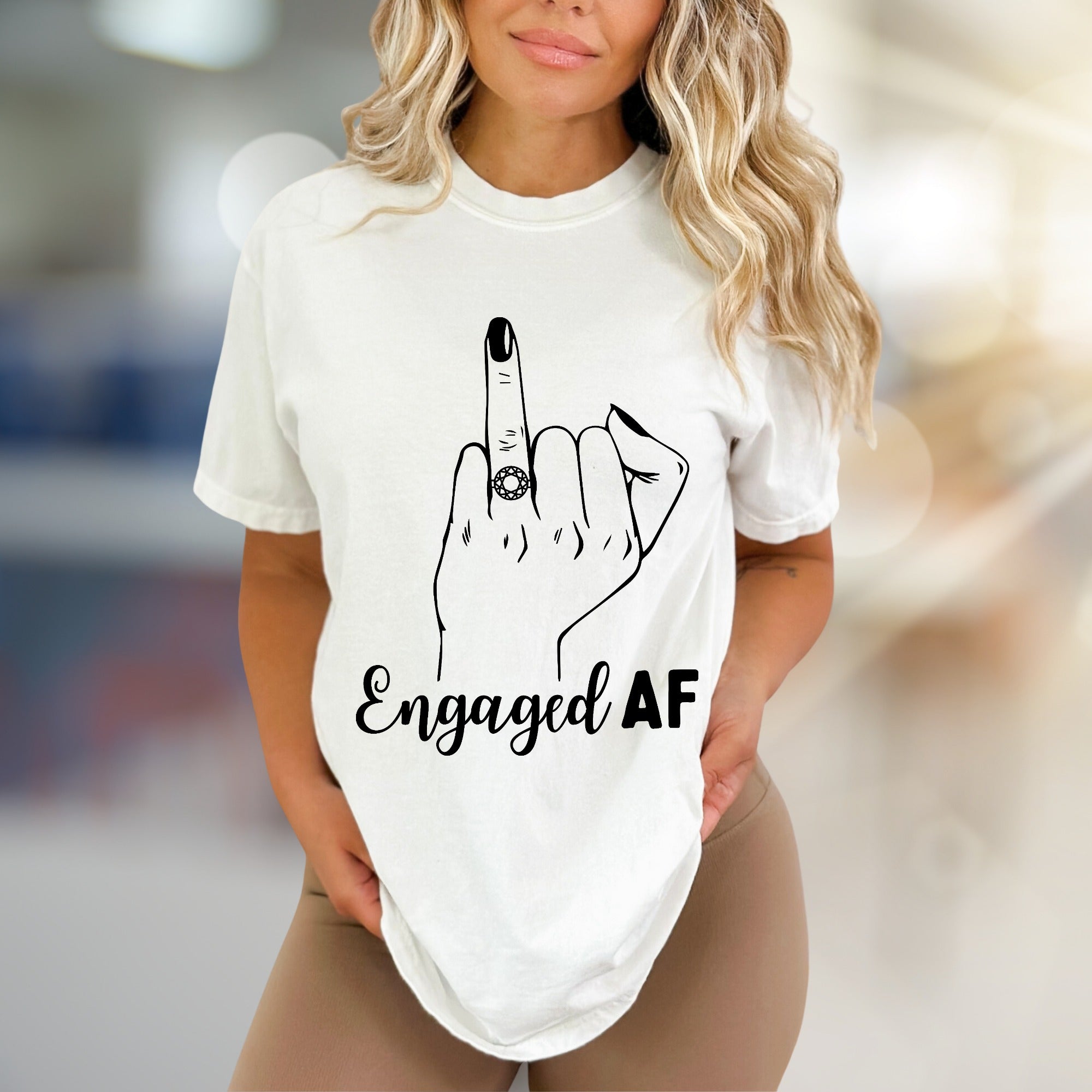 "Engaged AF" Funny Engagement Graphic Tee, a Celebration Pick for Brides-to-Be