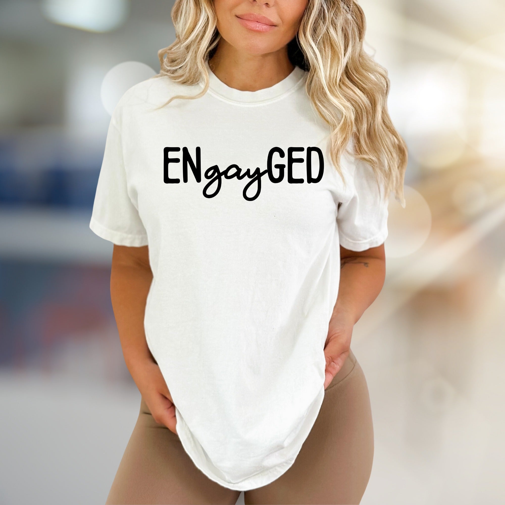 "ENgayGED" Engagement Celebration Graphic Tee, a Pride Pick for Couples