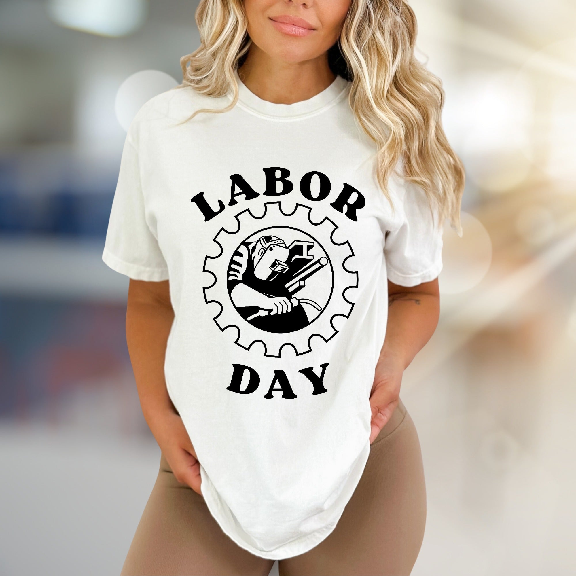 "LABOR DAY" Industrial Gear Graphic Tee, a Worker's Pride Pick for Everyone