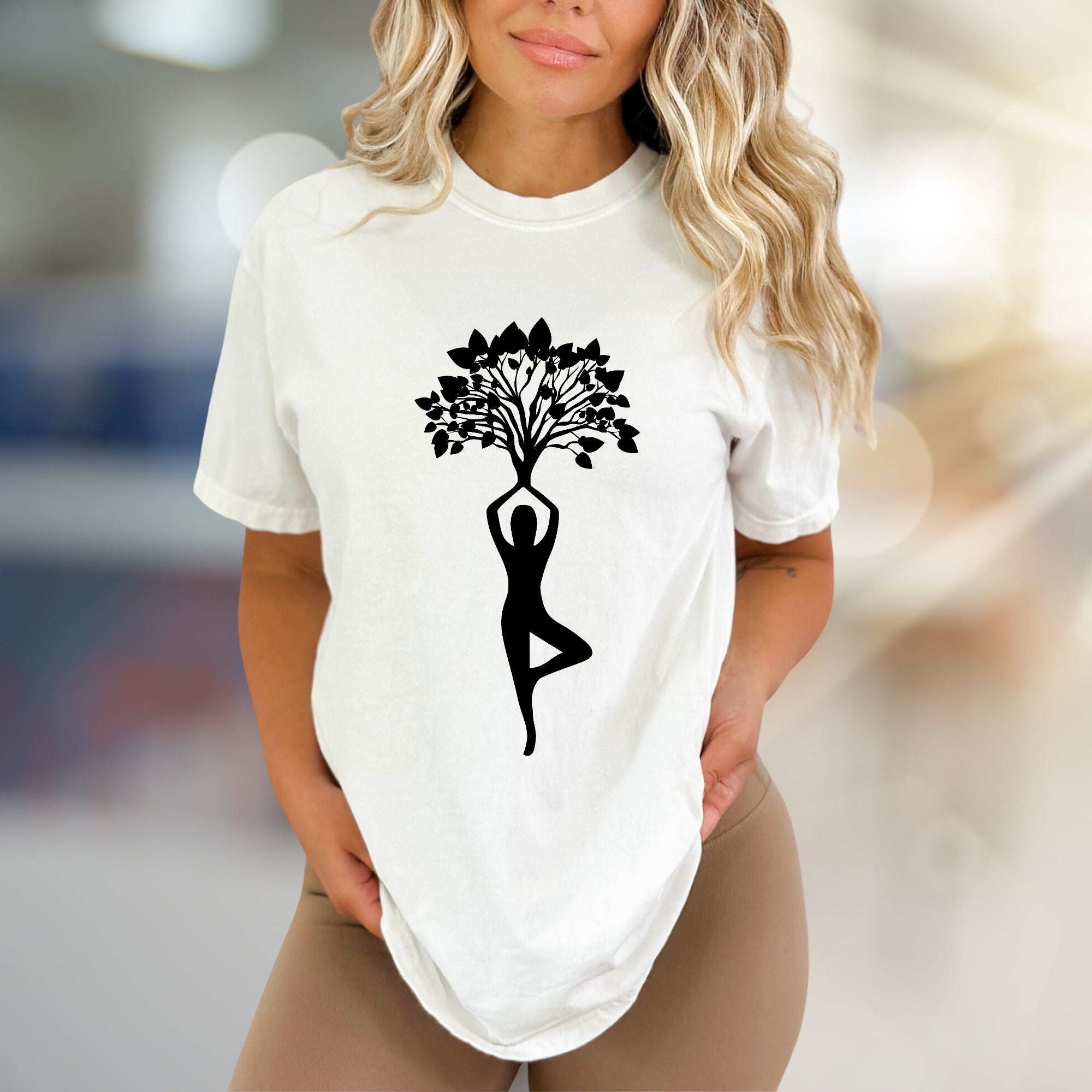 Zen Tree Pose Yoga Graphic Tee, A Spiritual Lifestyle Pick for Wellness Enthusiasts