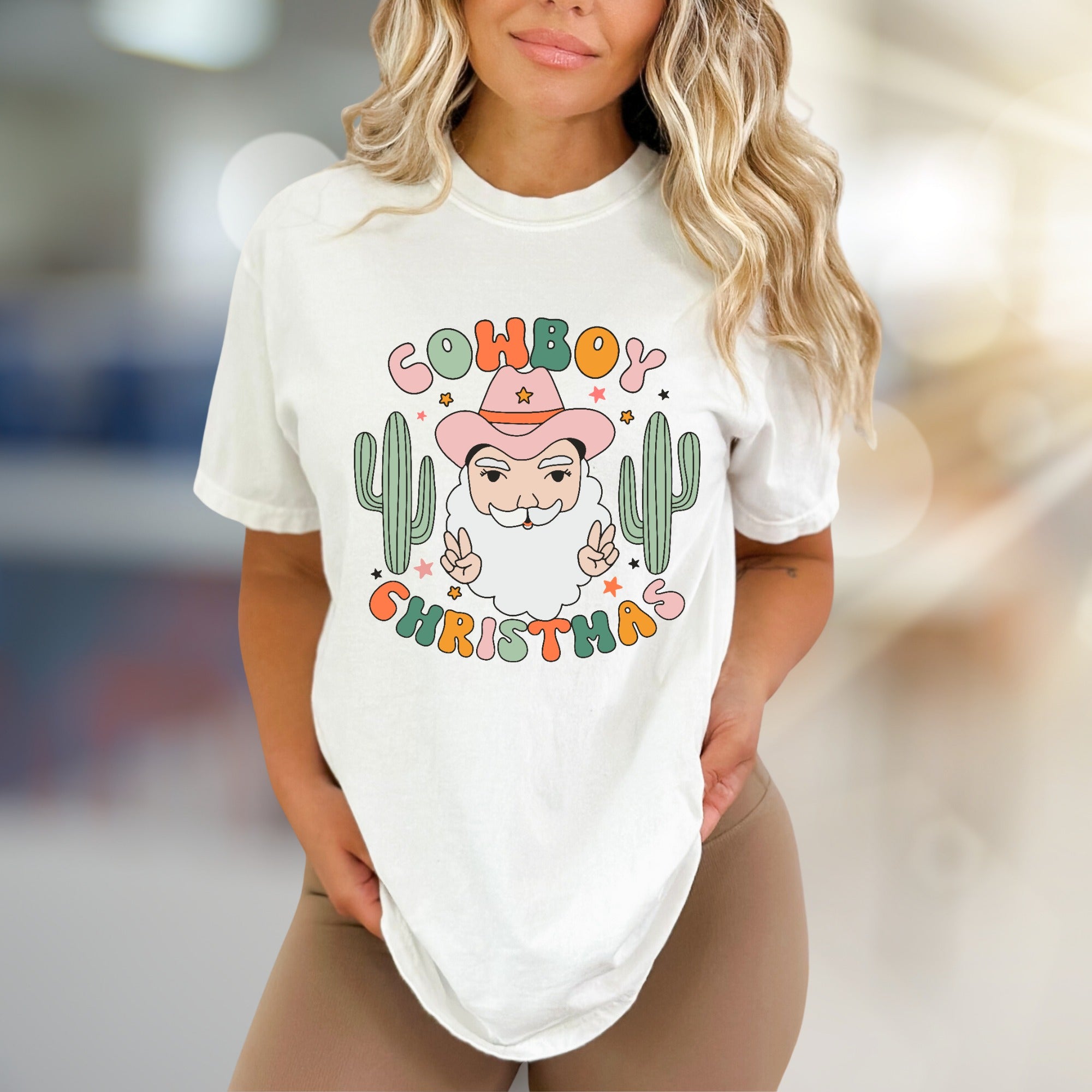 "Cowboy Christmas" Western Santa Graphic Tee, a Festive Country Pick for Holiday Lovers
