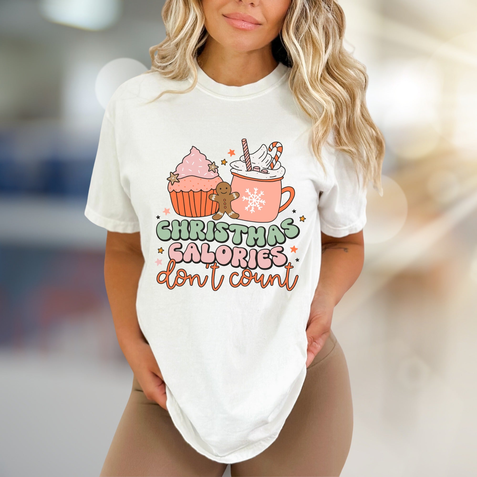 "Christmas Calories Don't Count" Holiday Humor Graphic Tee, A Merry Statement for Foodies