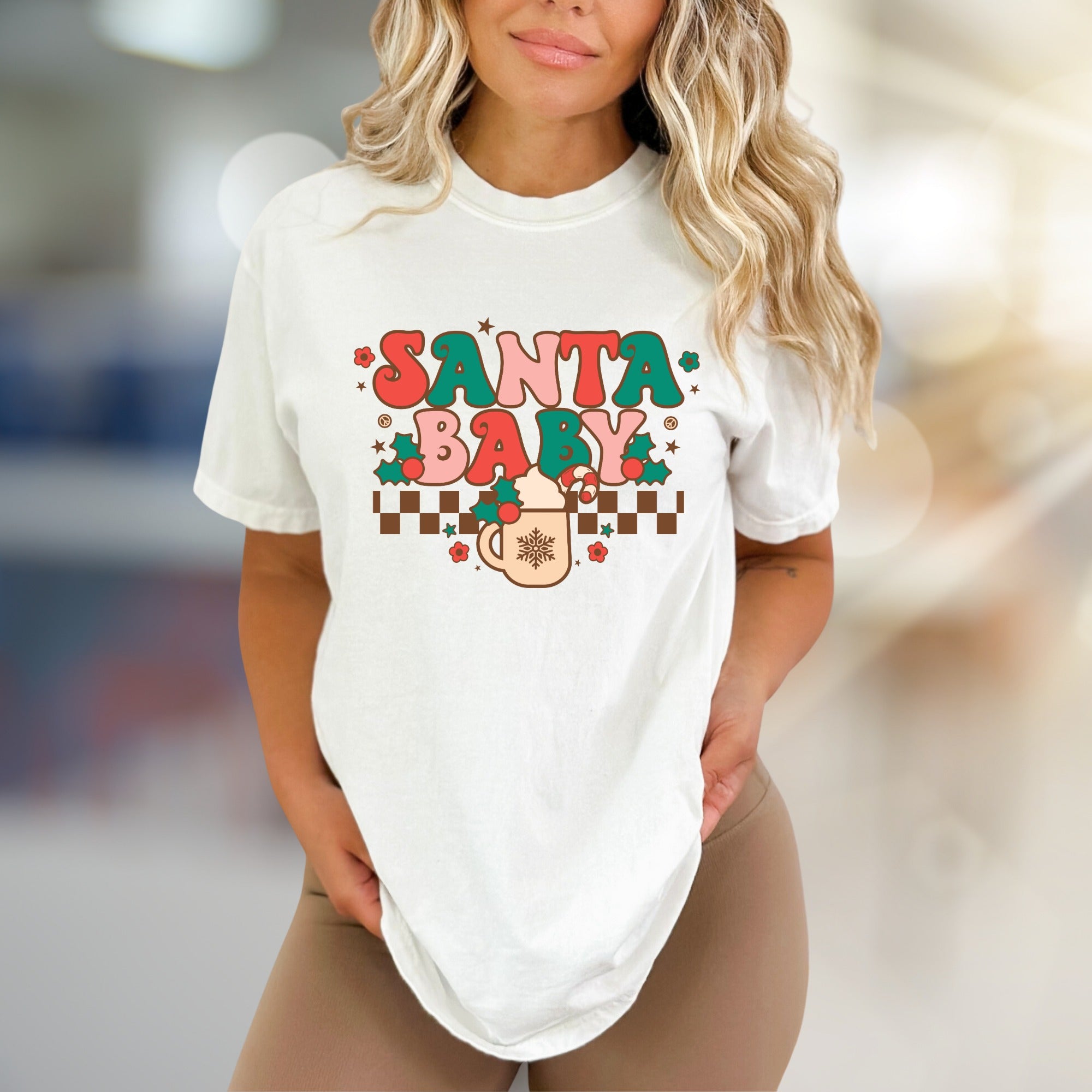 "SANTA BABY" Retro Christmas Graphic Tee, a Festive Niche Pick for Holiday Lovers