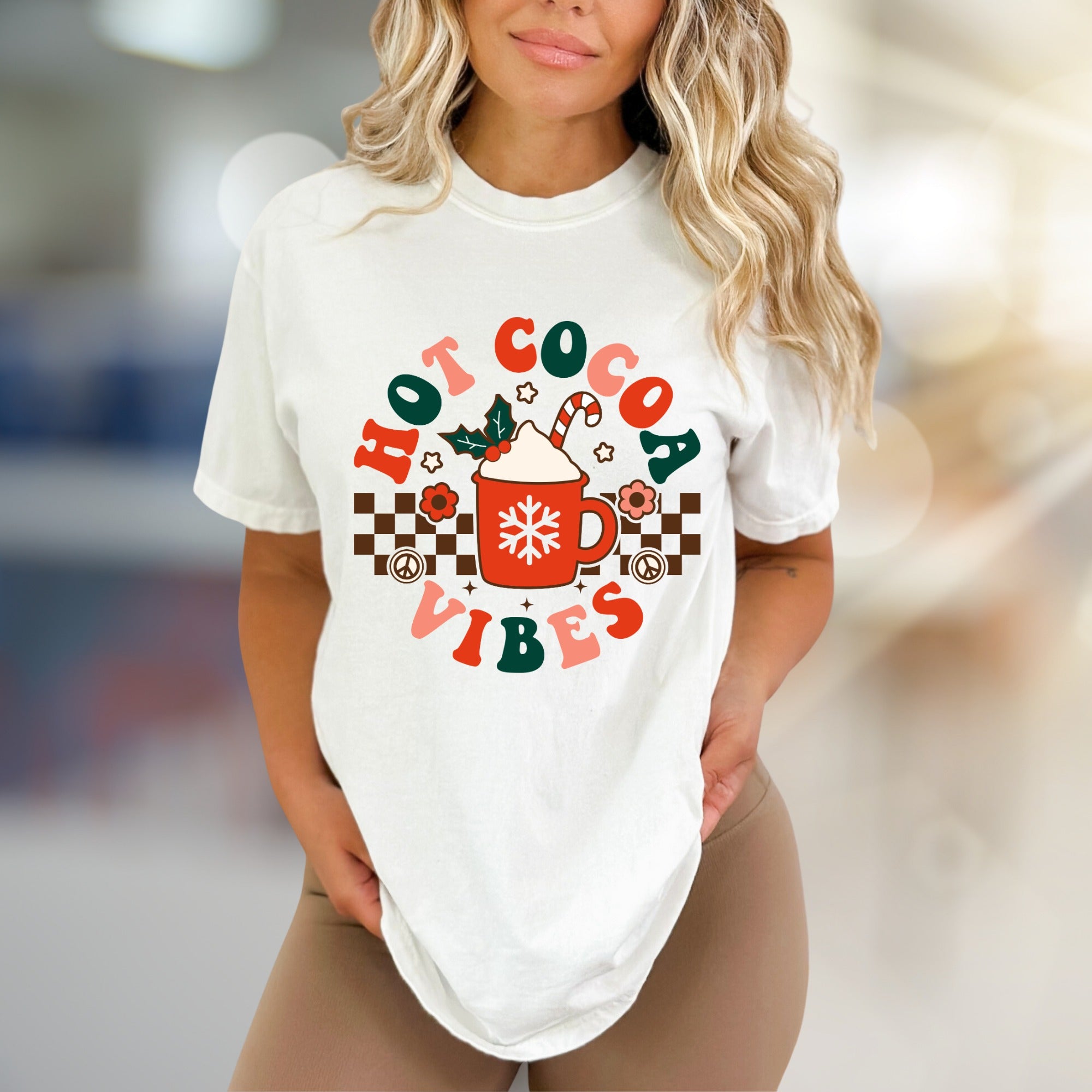 Hot Cocoa Vibes Retro Graphic Tee, a Whimsical Winter Pick for Cozy Souls