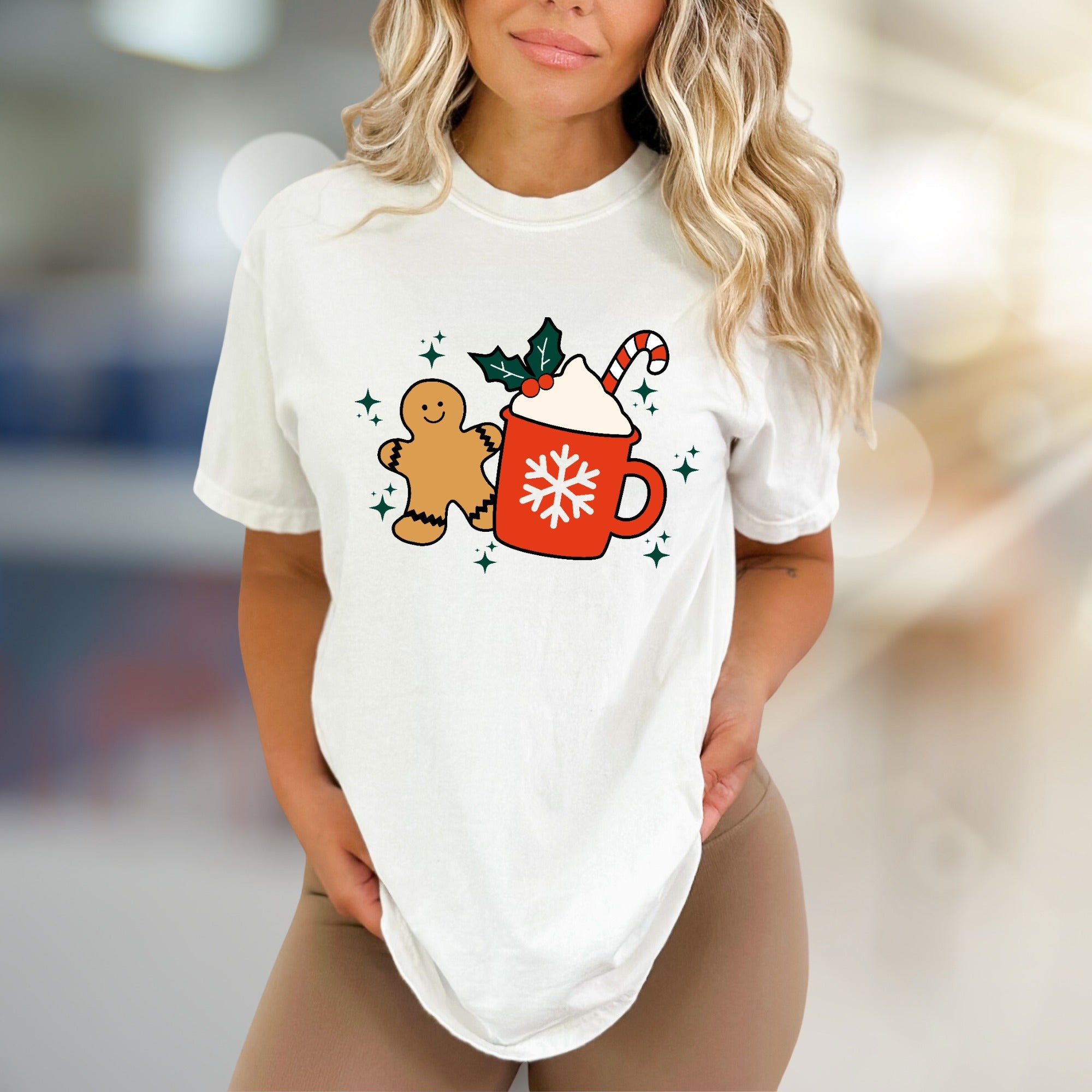 Gingerbread Hot Cocoa Graphic Tee, A Festive Comfort Pick for Holiday Enthusiasts