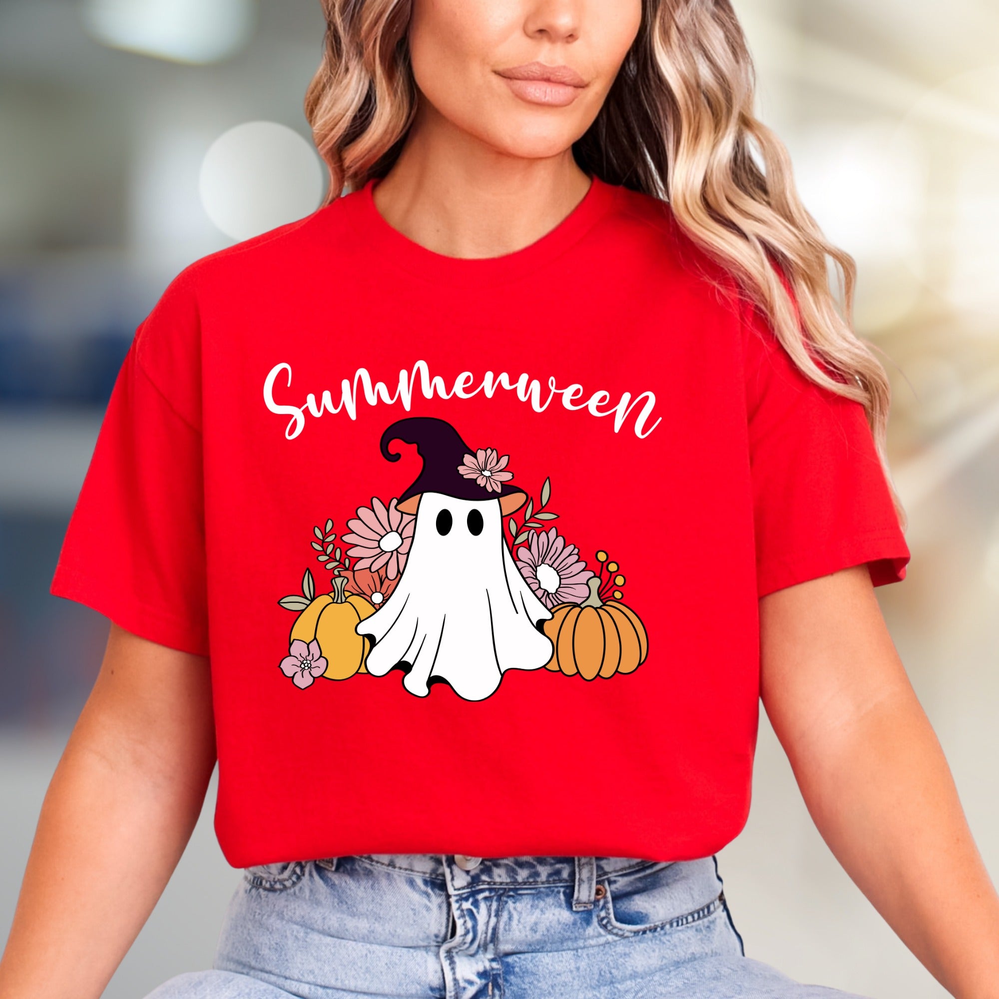 "Summerween" Spooky Cute Ghost Graphic Tee, a Whimsical Autumn Pick for Halloween Lovers