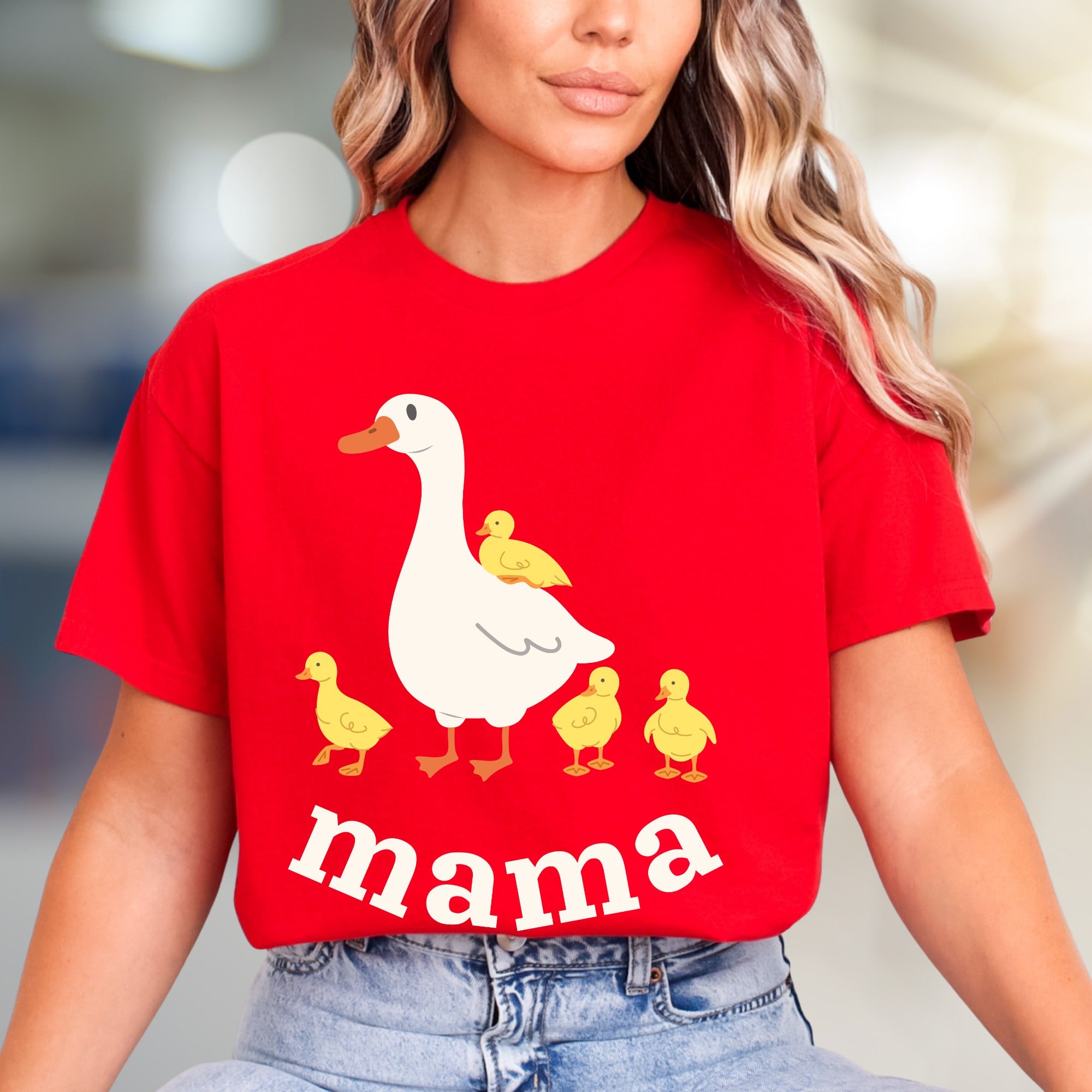 "Mama" Duck Family Graphic Tee, a Heartwarming Pick for Moms & Duck Lovers