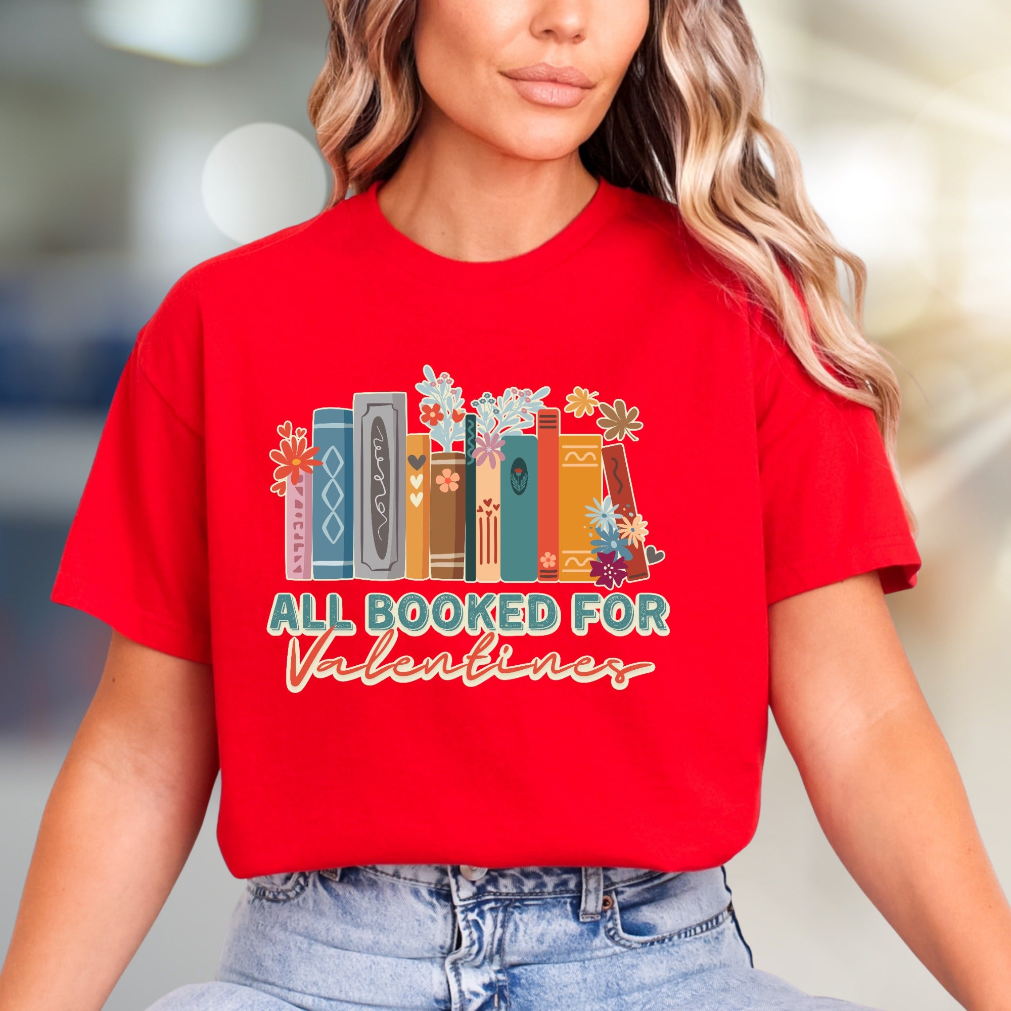 "ALL BOOKED FOR Valentines" Bookworm Graphic Tee, a Sweet Reader's Pick for Book Lovers