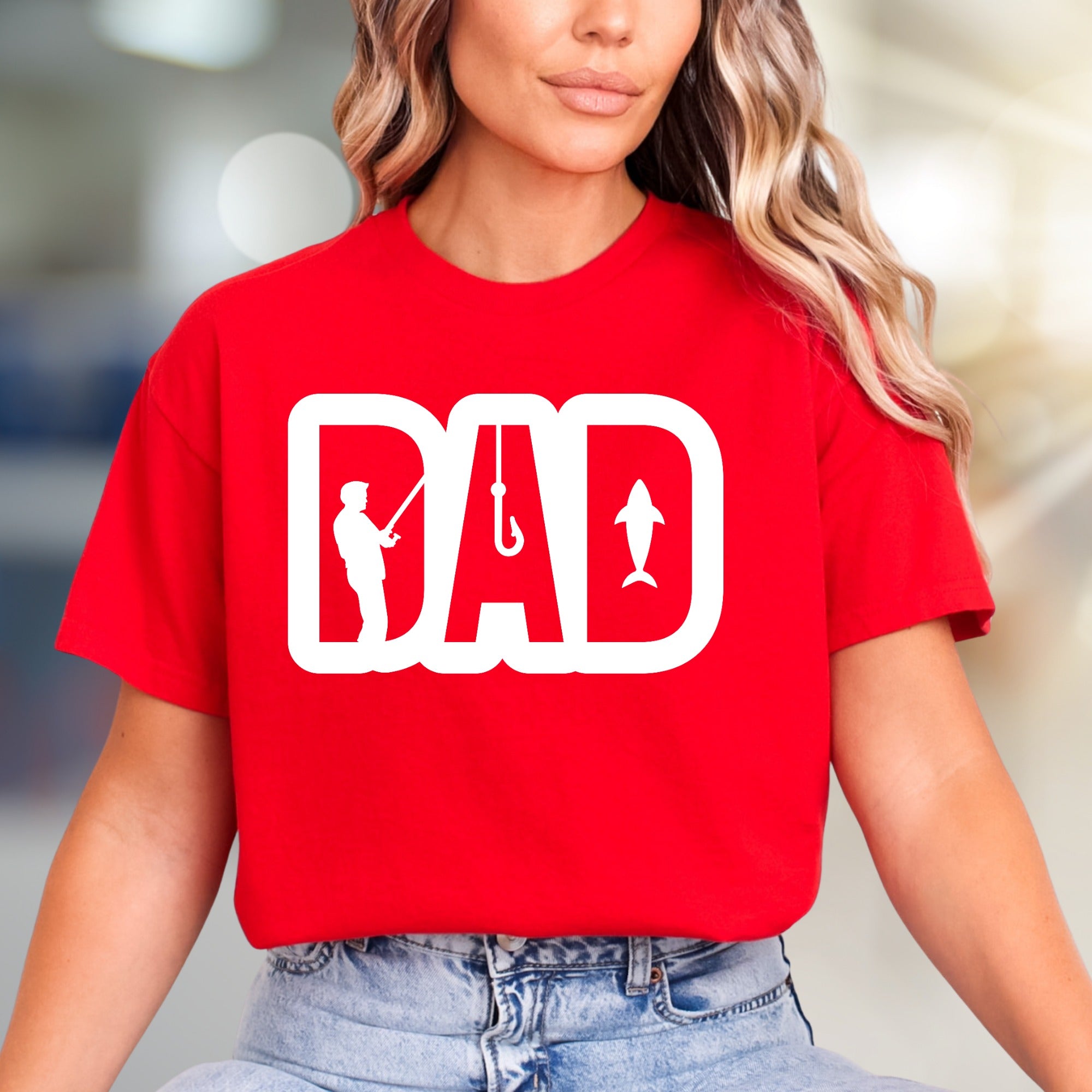 "DAD" Fishing Enthusiast Graphic Tee, a Heartfelt Pick for Fathers