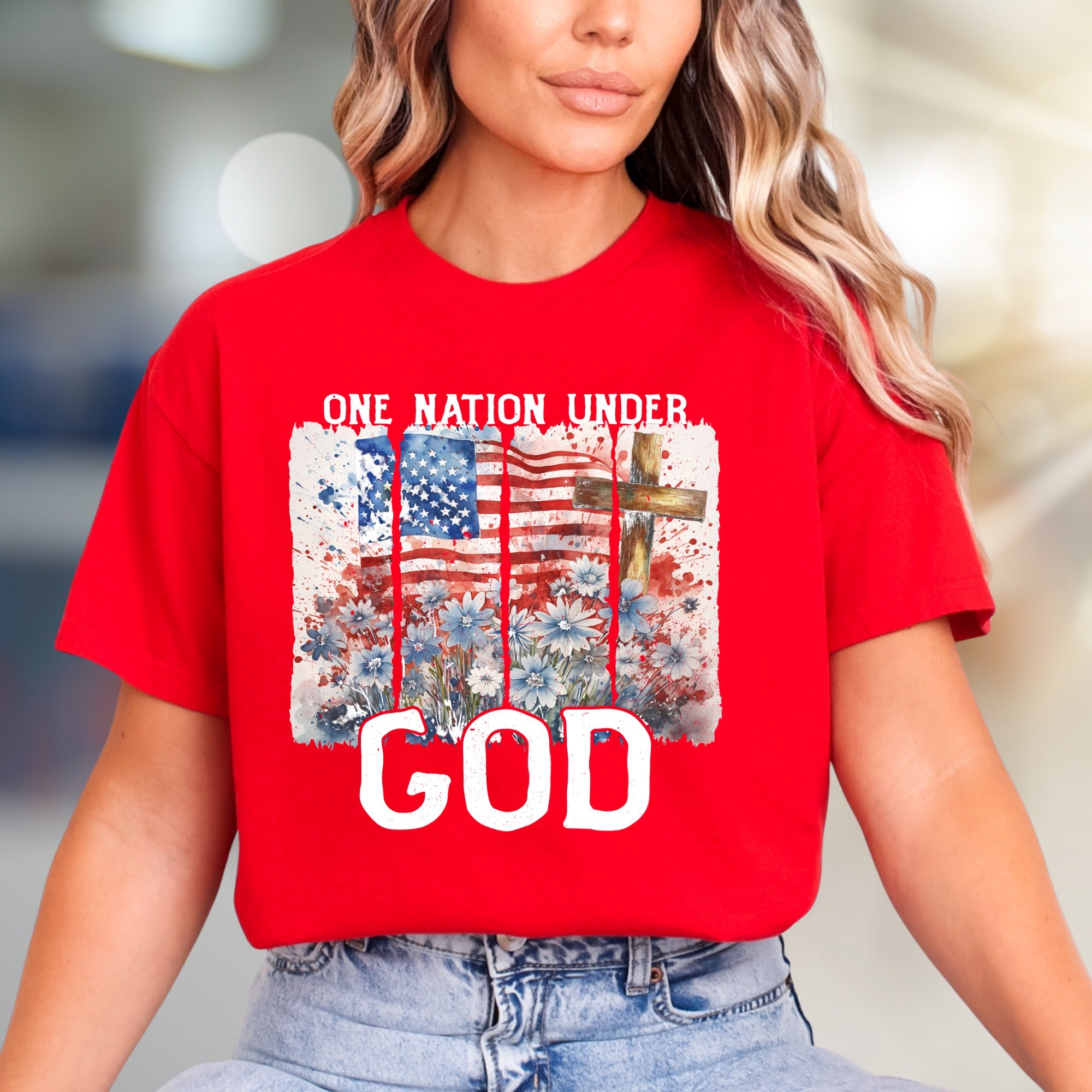 "ONE NATION UNDER GOD" American Flag Graphic Tee, a Patriotic Faith Pick for All