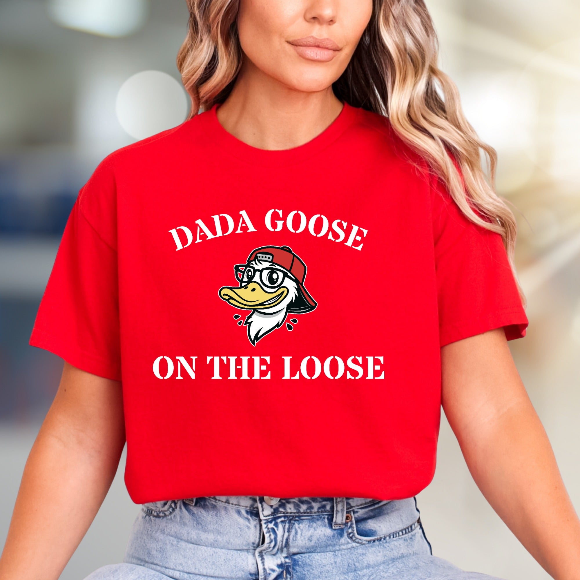 "Dada Goose On The Loose" Fun Dad Graphic Tee, a Novelty Pick for Dads