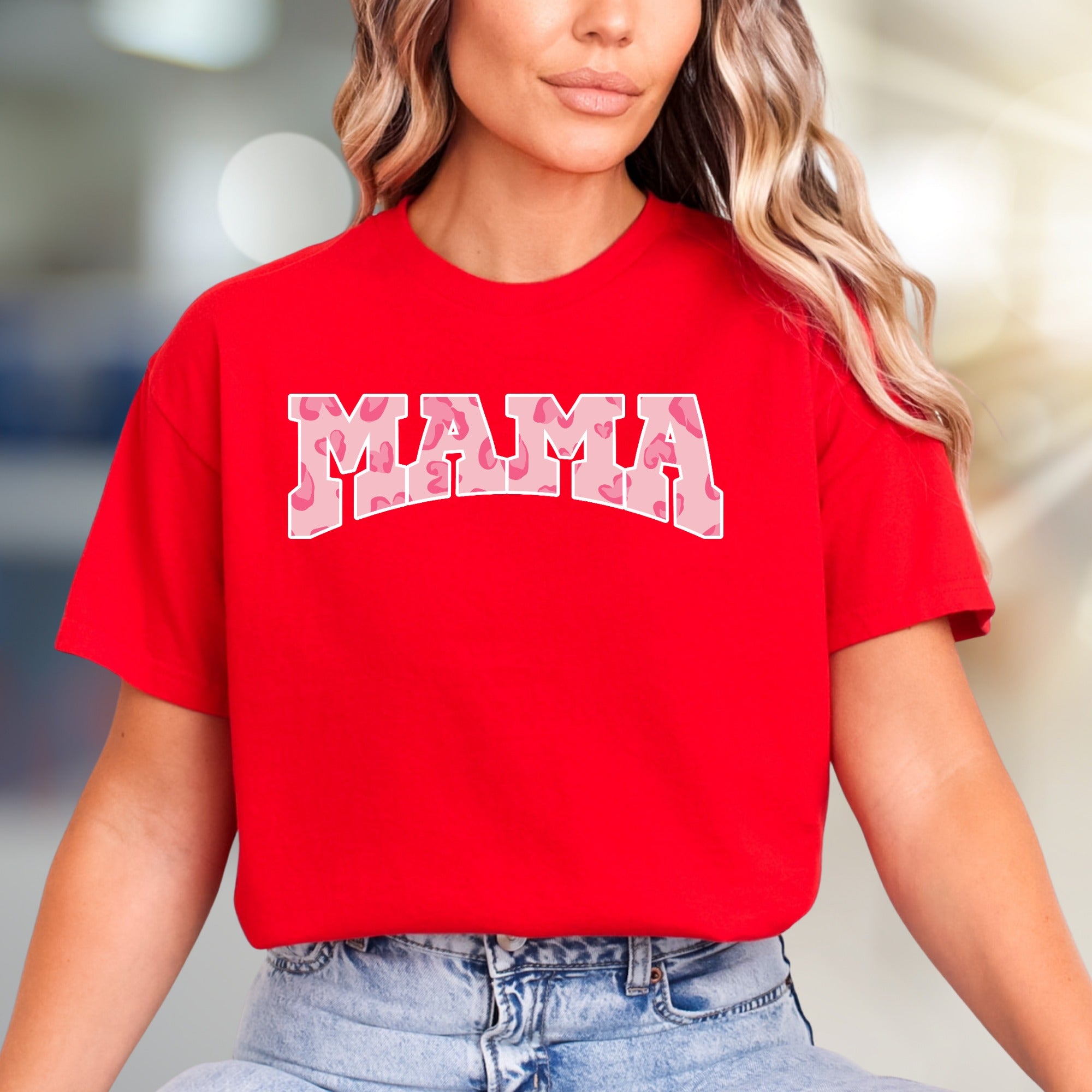 "MAMA" Pink Camo Lettering Graphic Tee, a Loving Pick for Moms