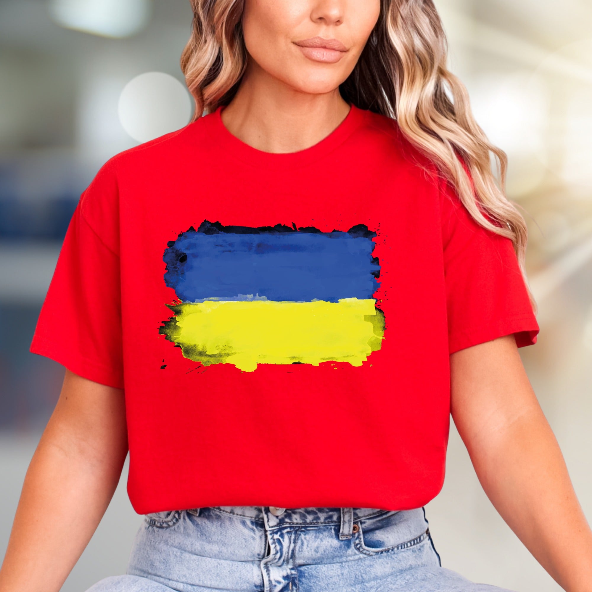 Abstract Ukraine Flag Graphic Tee, A Patriotic Statement for Supporters