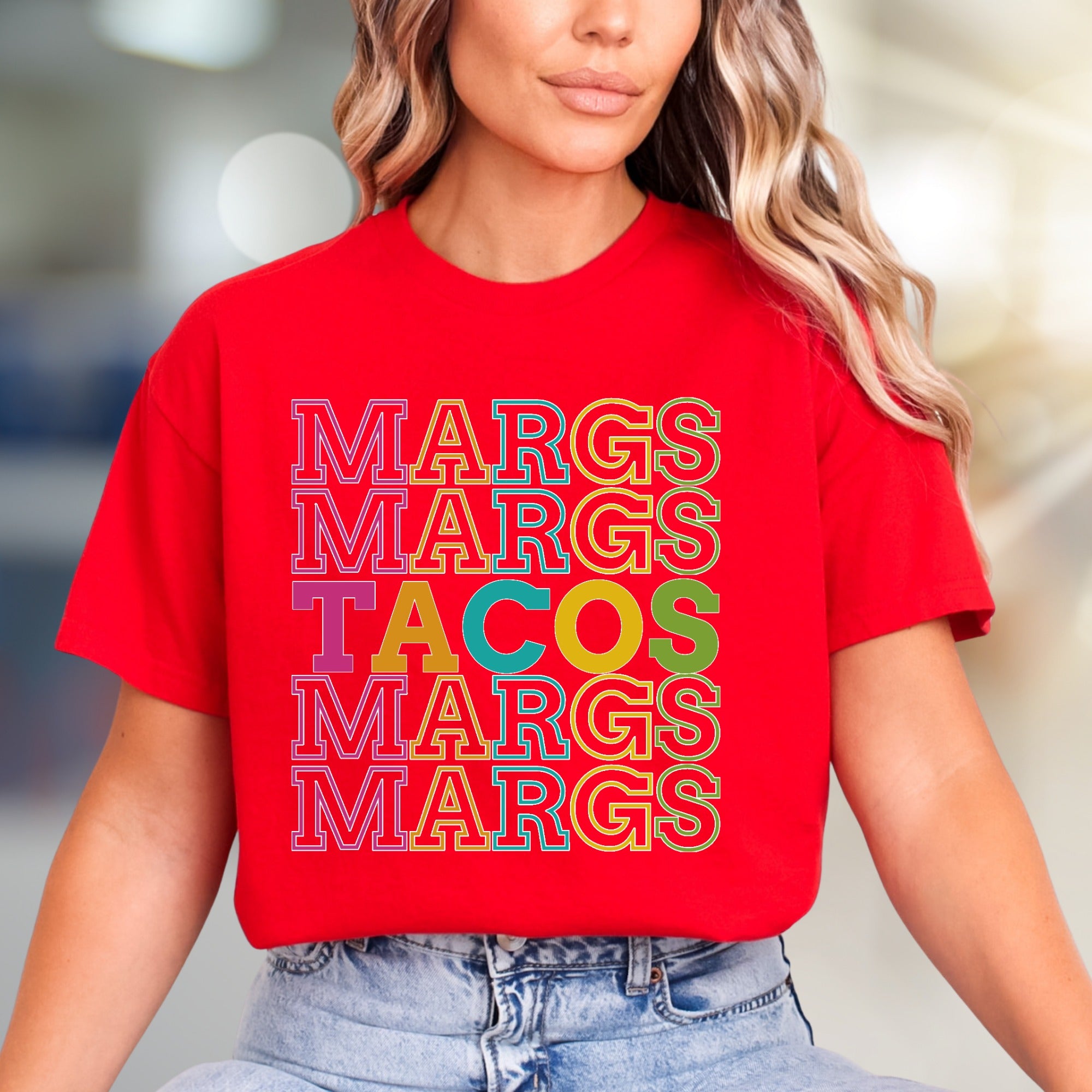 "MARGS TACOS" Retro Stacked Graphic Tee, a Fiesta Style Tee for Fun-Lovers