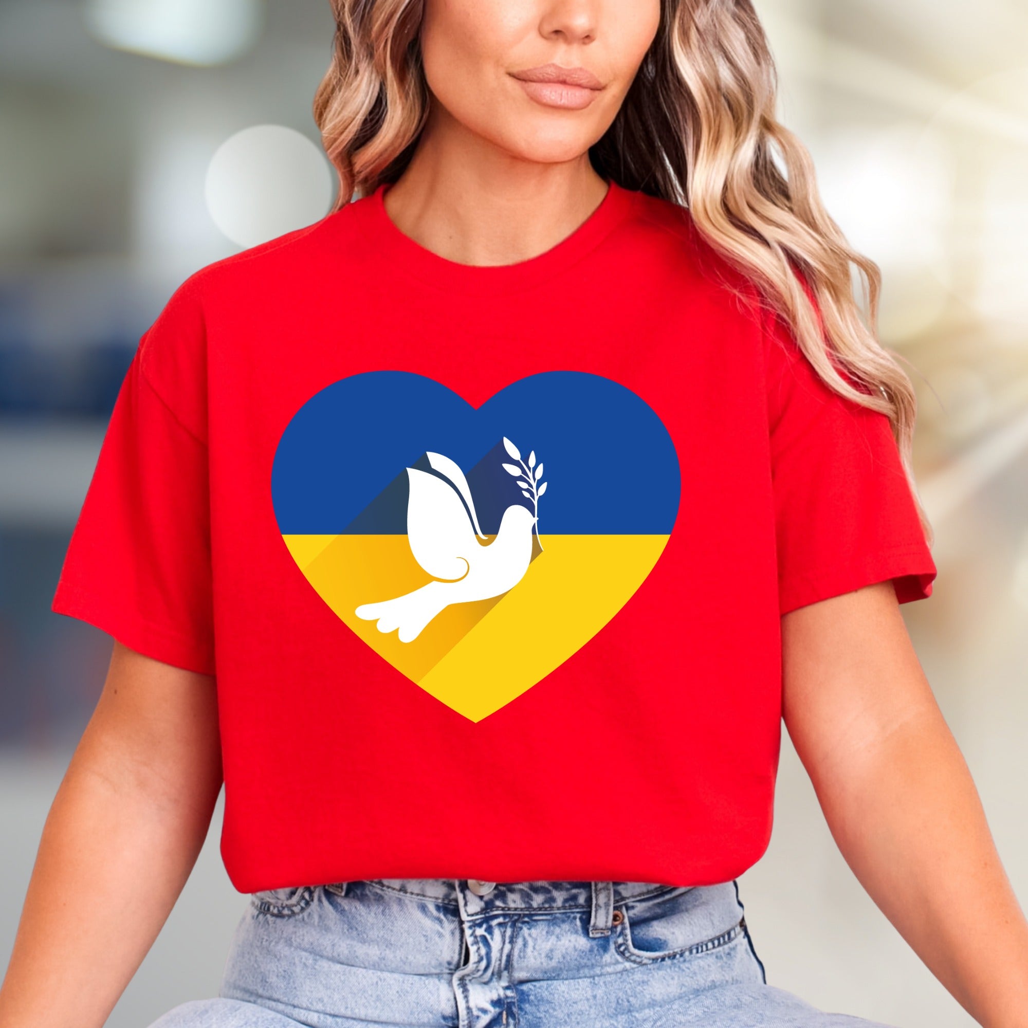 Heart Ukraine Flag Dove Tee, A Statement of Peace for Advocates