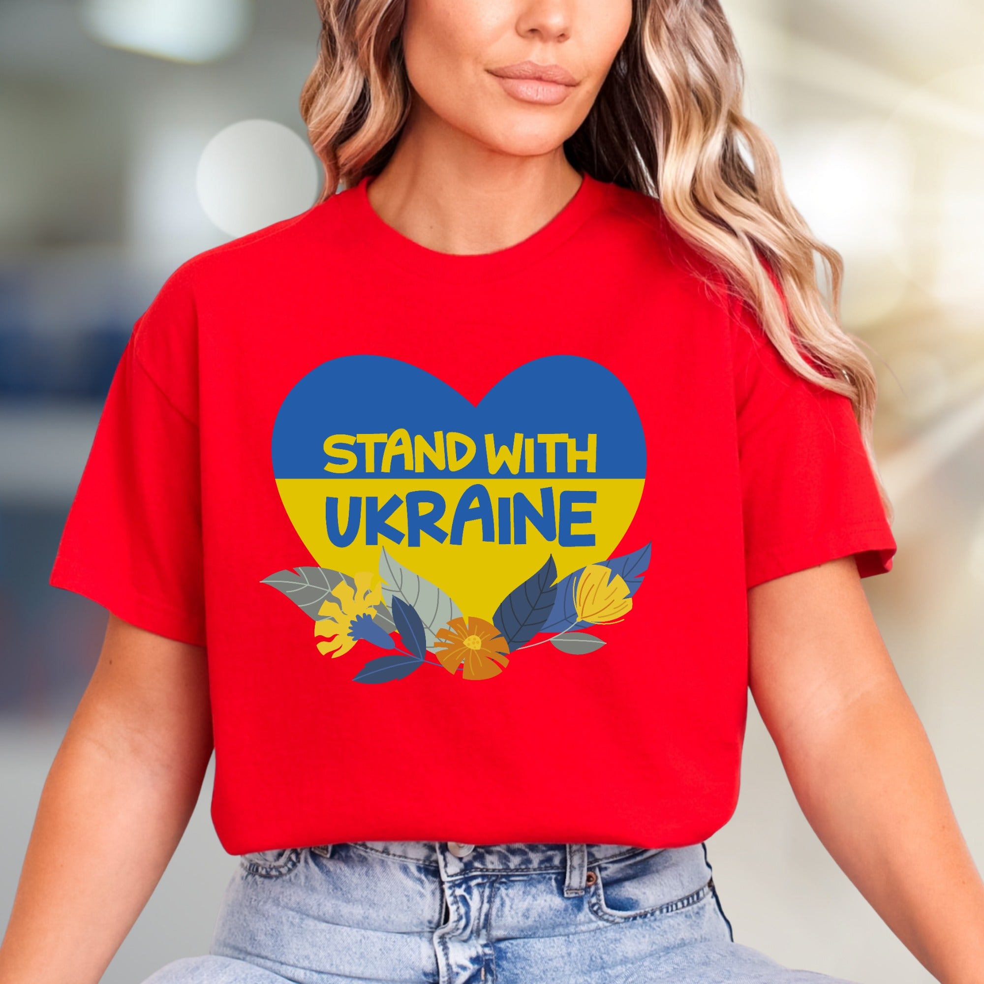 "Stand With Ukraine" Patriot Heart Tee, a Supportive Graphic Pick for Advocates