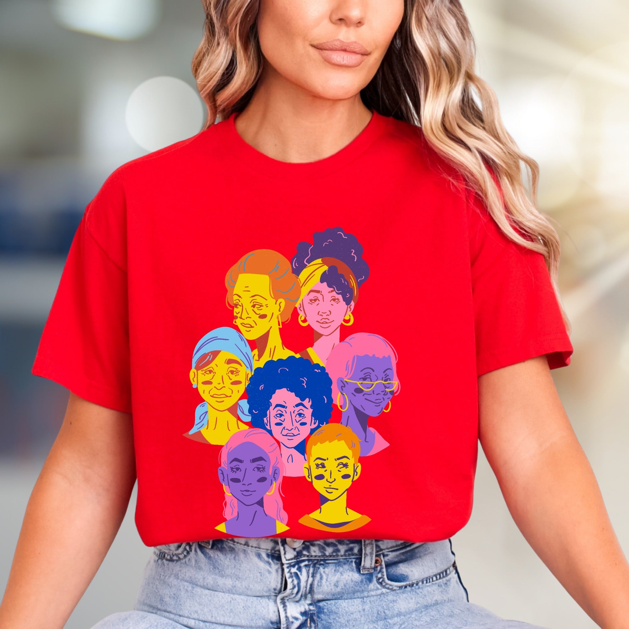 Vibrant Faces Diversity Tee, Artistic Graphic Pick for Inclusivity Advocates