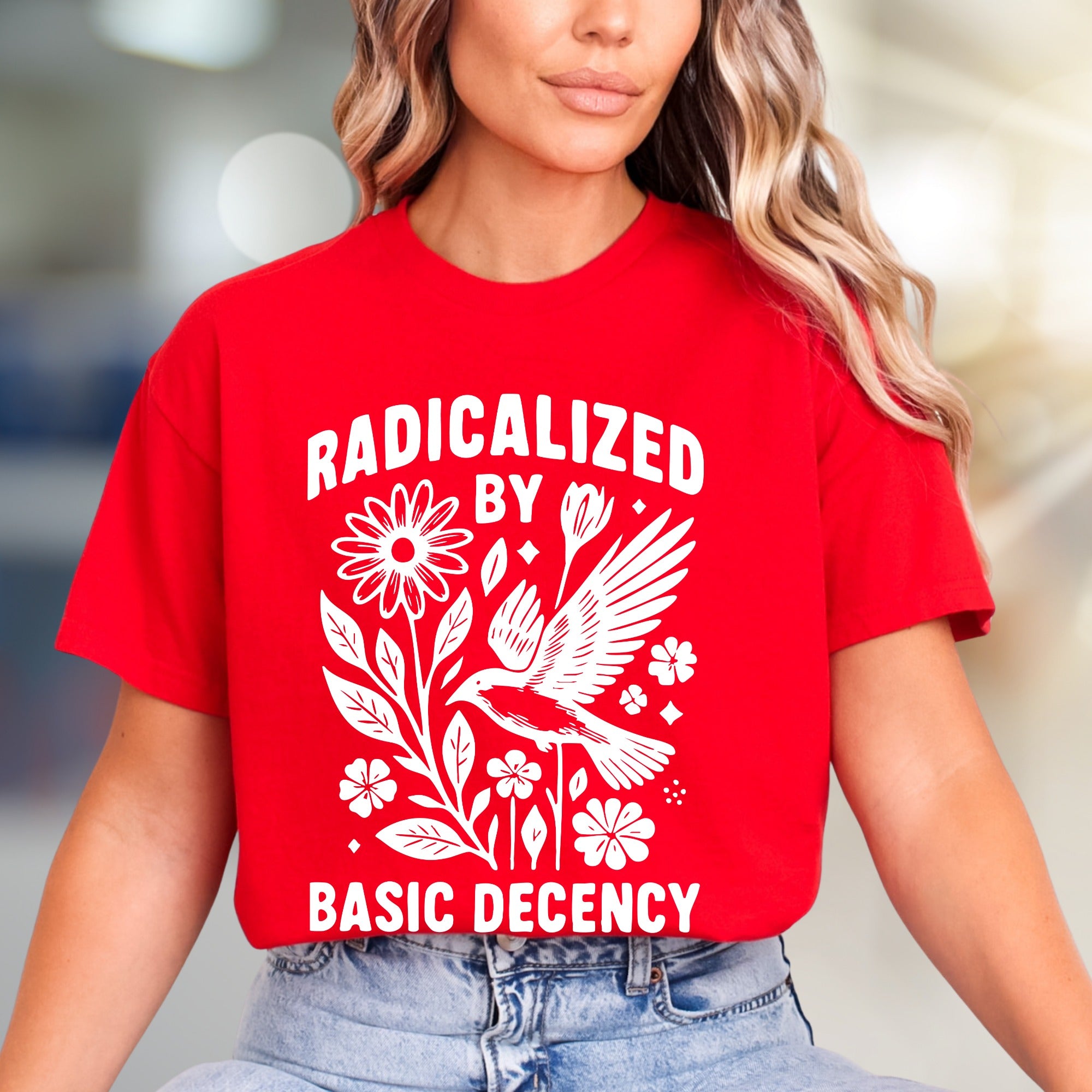 "Radicalized by Basic Decency" Nature Graphic Tee, a Statement Pick for Conscious Individuals