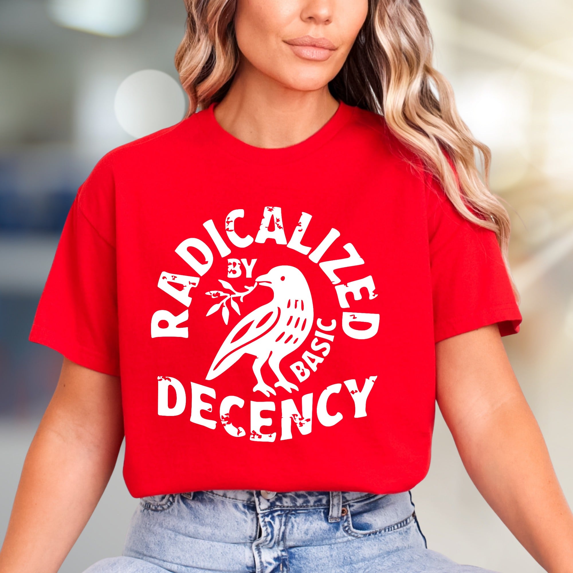 "Radicalized by Basic Decency" Peace Crow Graphic Tee, a Statement Pick for Activists