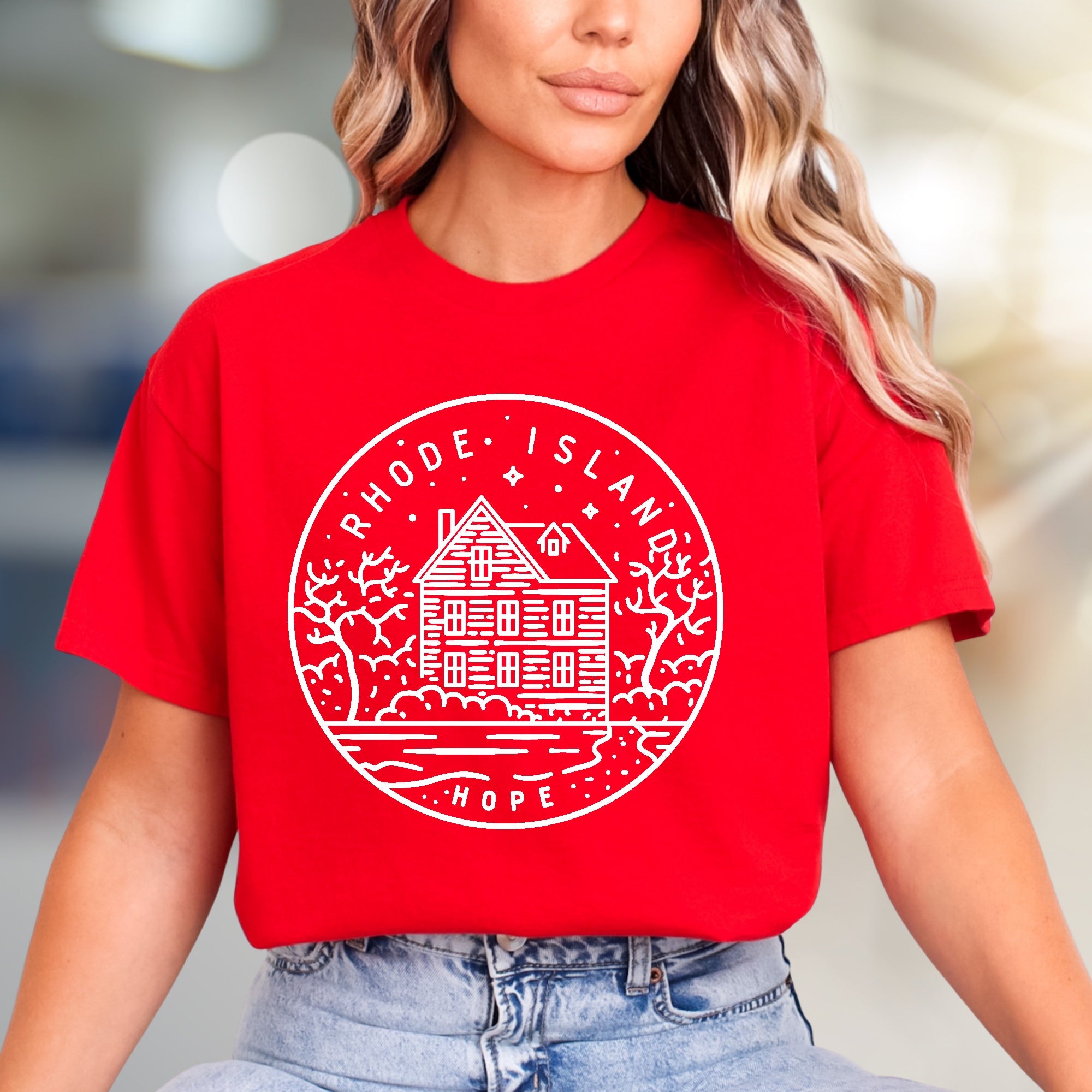 "Rhode Island Hope" Coastal House Graphic Tee, a Nautical Charm Pick for Locals & Lovers
