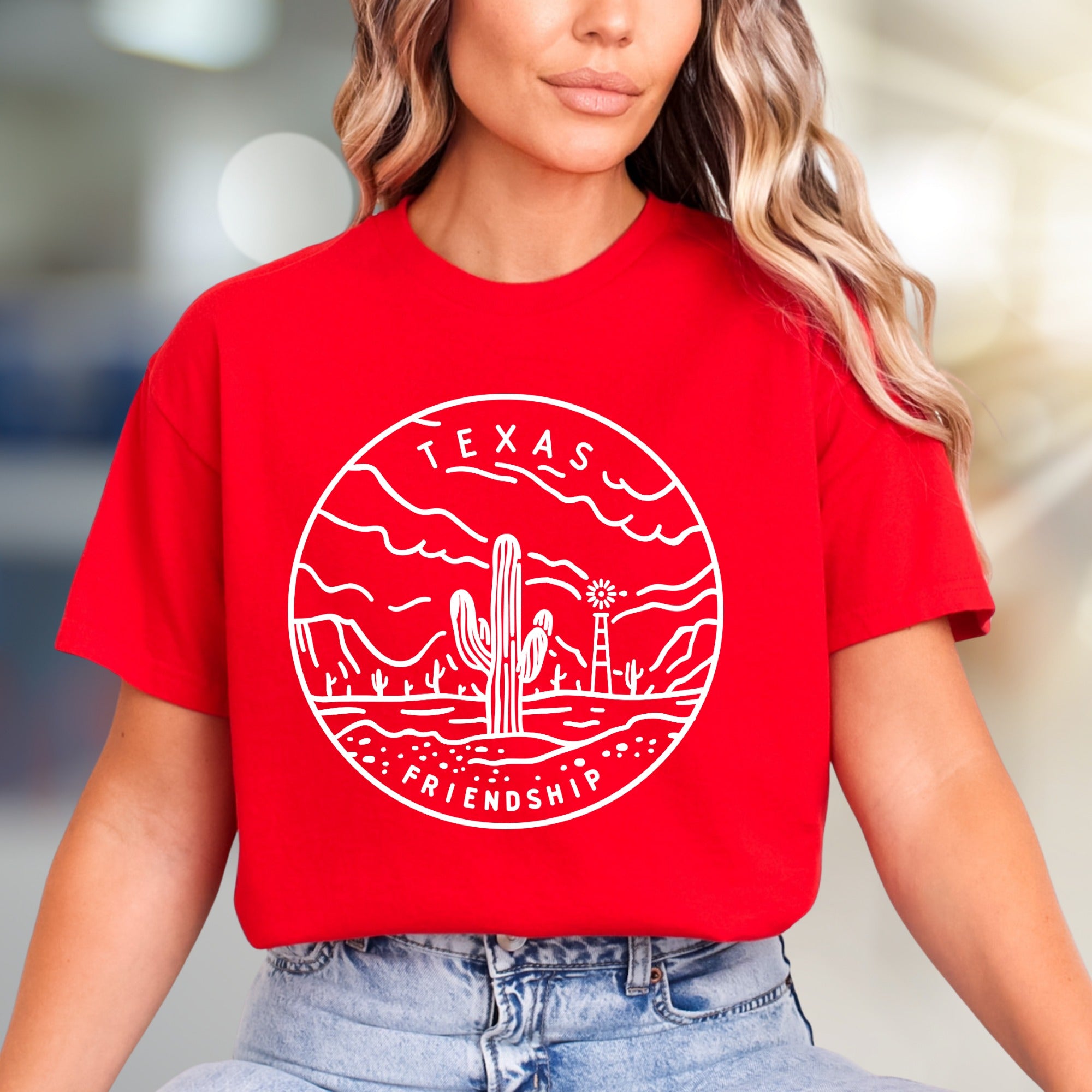 "TEXAS FRIENDSHIP" Desert Landscape Graphic Tee, a Western Vibe Pick for Everyone