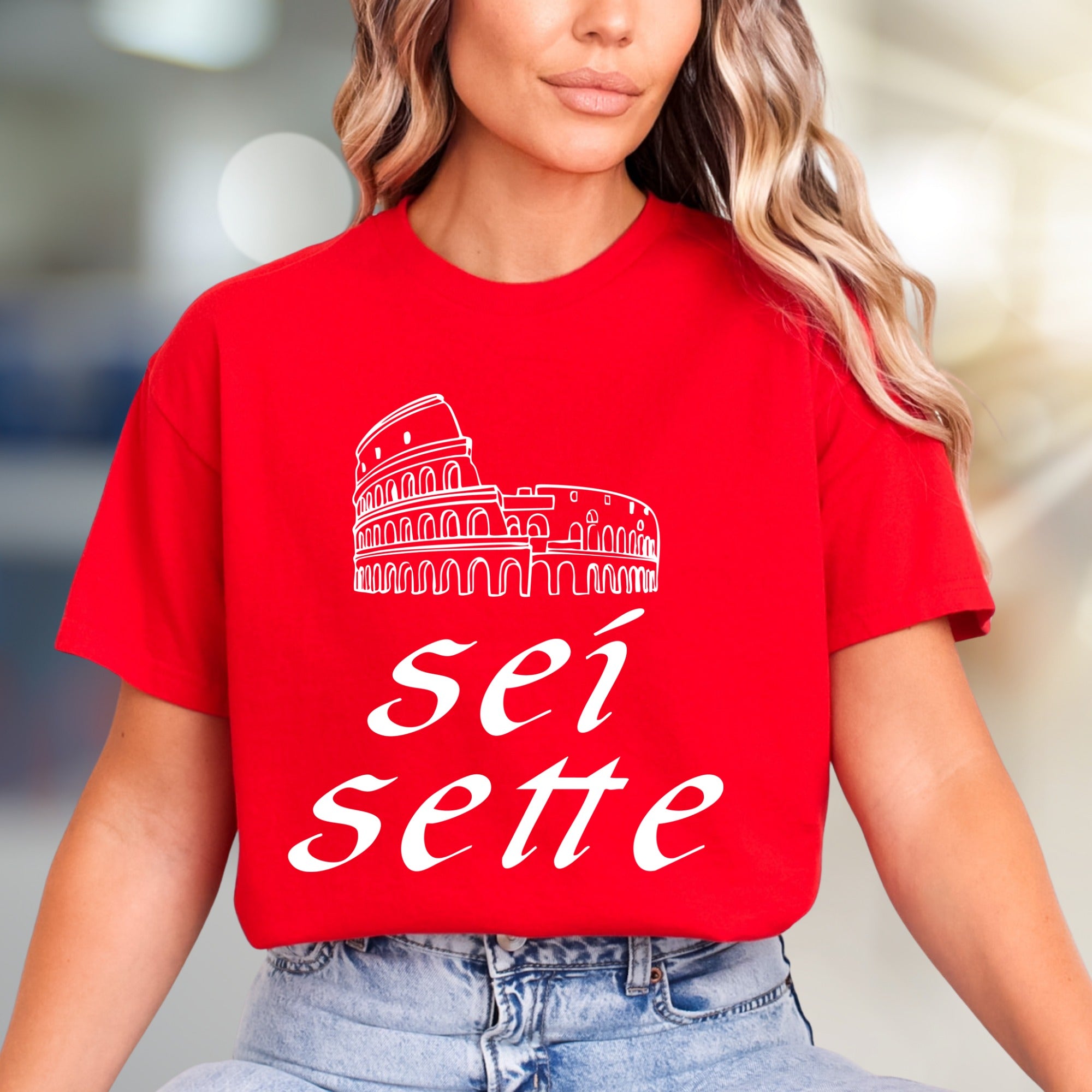 "Sei Sette" Colosseum Graphic Tee, a Roman Holiday Pick for Travel Enthusiasts