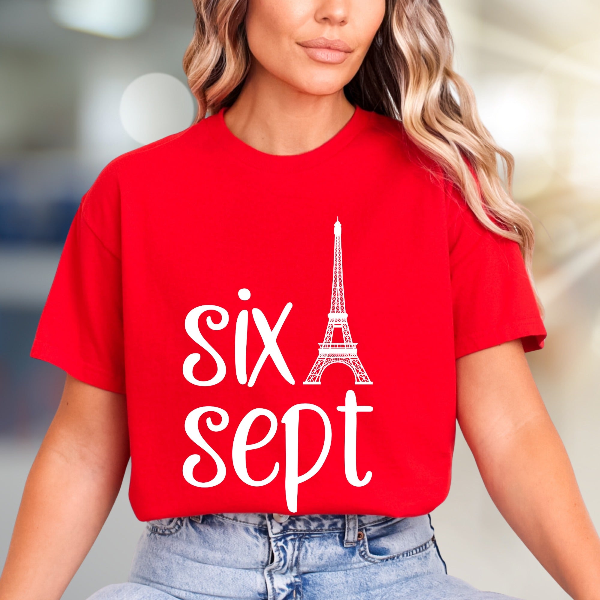 "Six Sept" Eiffel Tower Graphic Tee, a Parisian Chic Pick for Date Nights