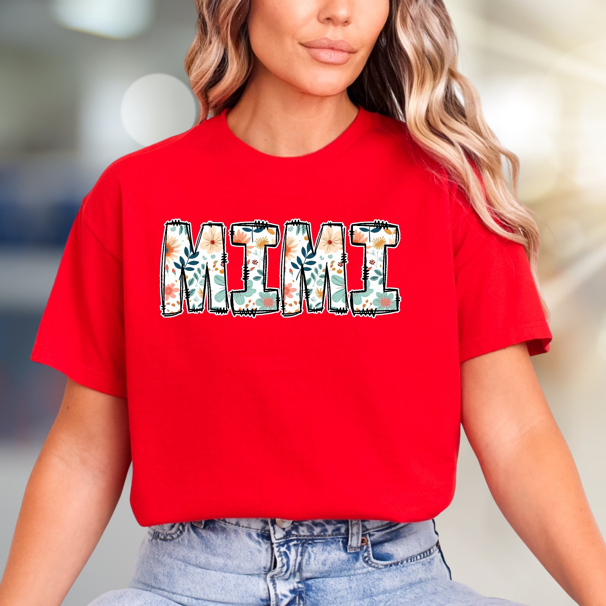 "MIMI" Floral Grandparent Graphic Tee, a Heartfelt Gift for Her