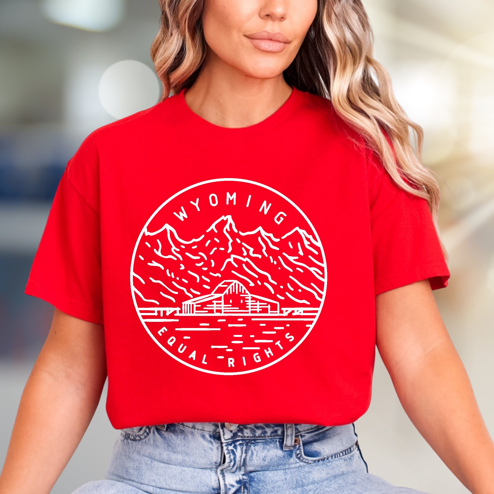 "Wyoming Equal Rights" Mountain Graphic Tee, a Nature-Inspired Pick for Advocacy