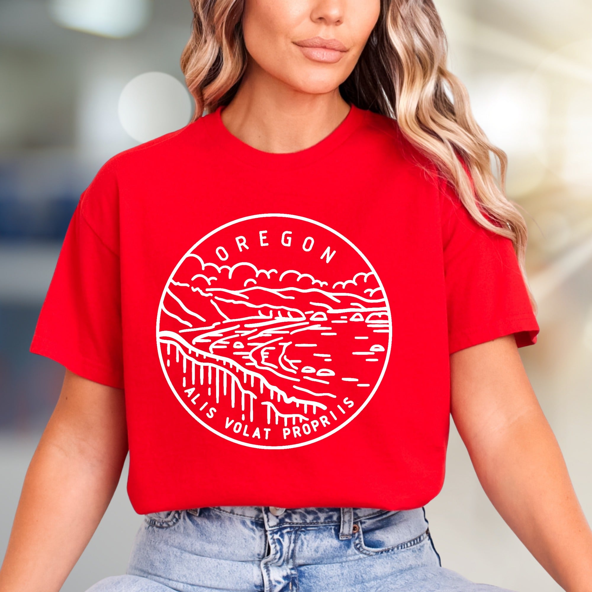 "Oregon: Alis Volat Propriis" Scenic Landscape Graphic Tee, a PNW Explorer Pick for Nature Lovers