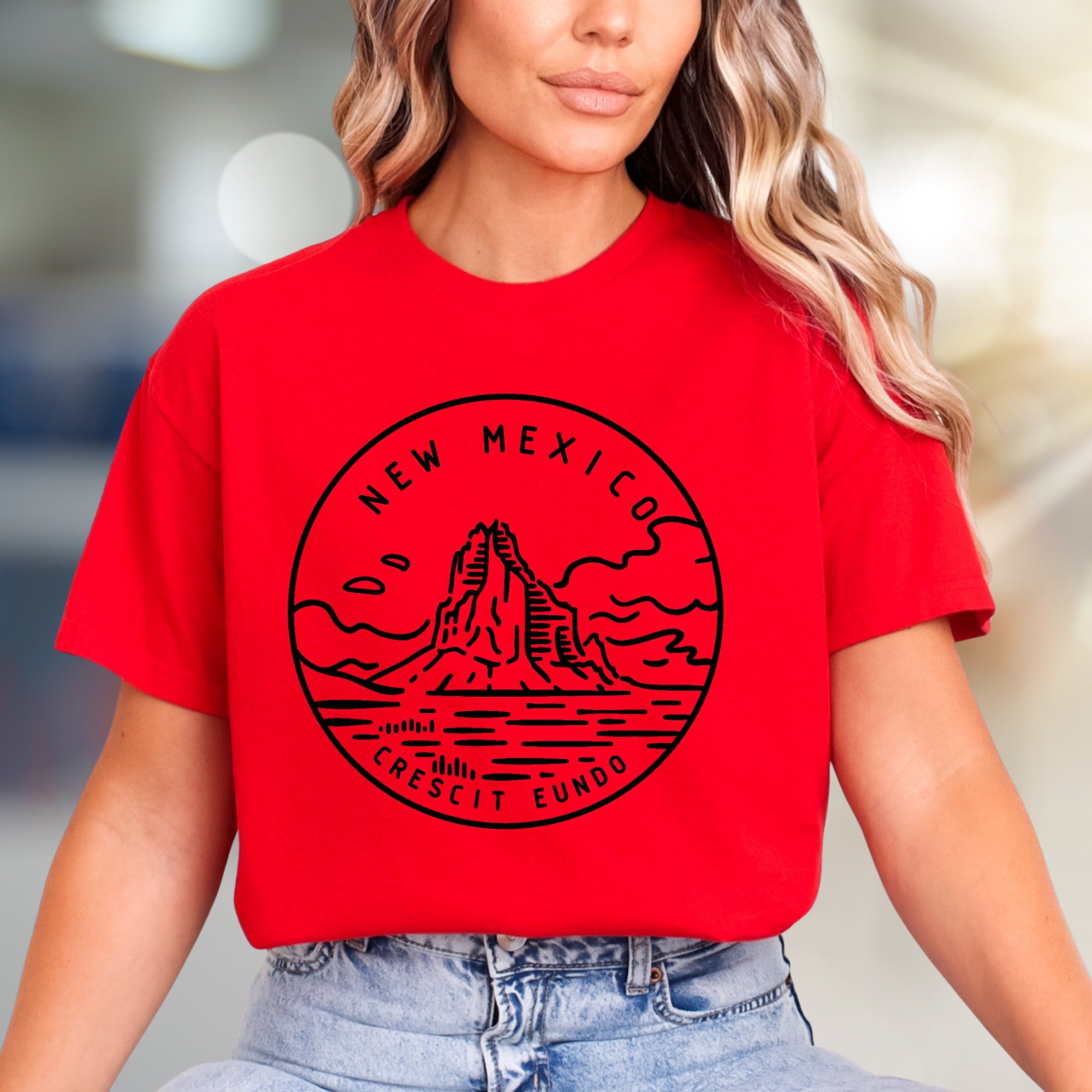 "NEW MEXICO CRESCIT EUNDO" Landscape Graphic Tee, a State Pride Pick for Adventurers