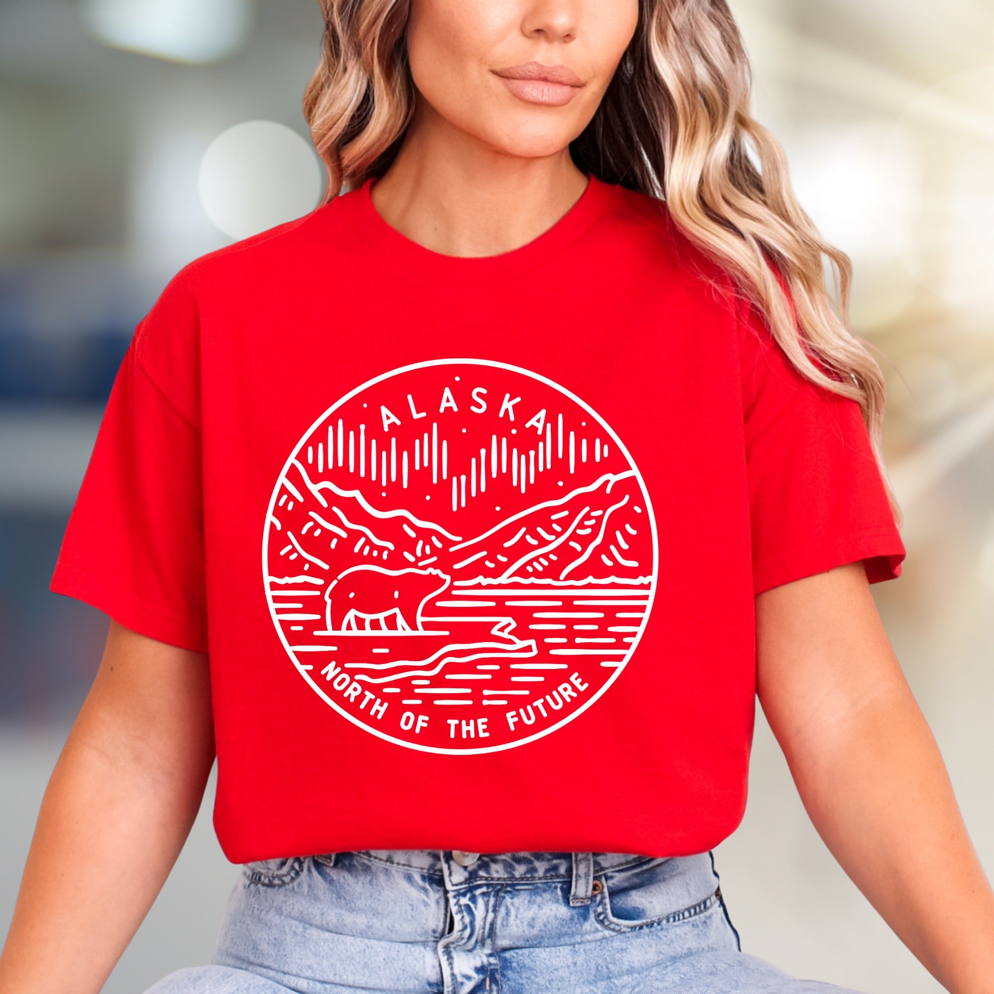 "ALASKA NORTH OF THE FUTURE" Nature Graphic Tee, Vintage Design for Adventurers