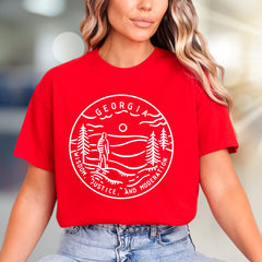 "GEORGIA WISDOM JUSTICE AND MODERATION" Emblem Graphic Tee, a State Pride Pick for Locals & Travelers