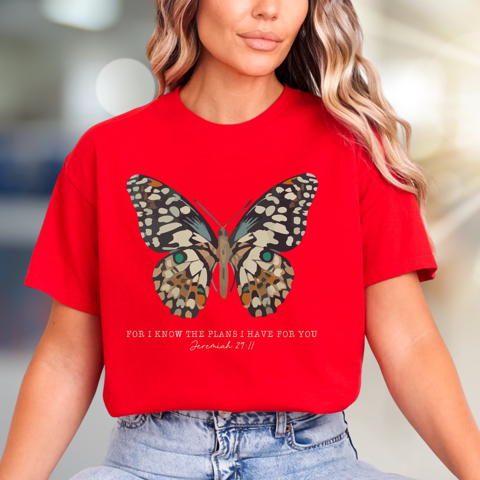 "FOR I KNOW THE PLANS I HAVE FOR YOU" Butterfly Graphic Tee, a Faith-Inspired Pick for Believers