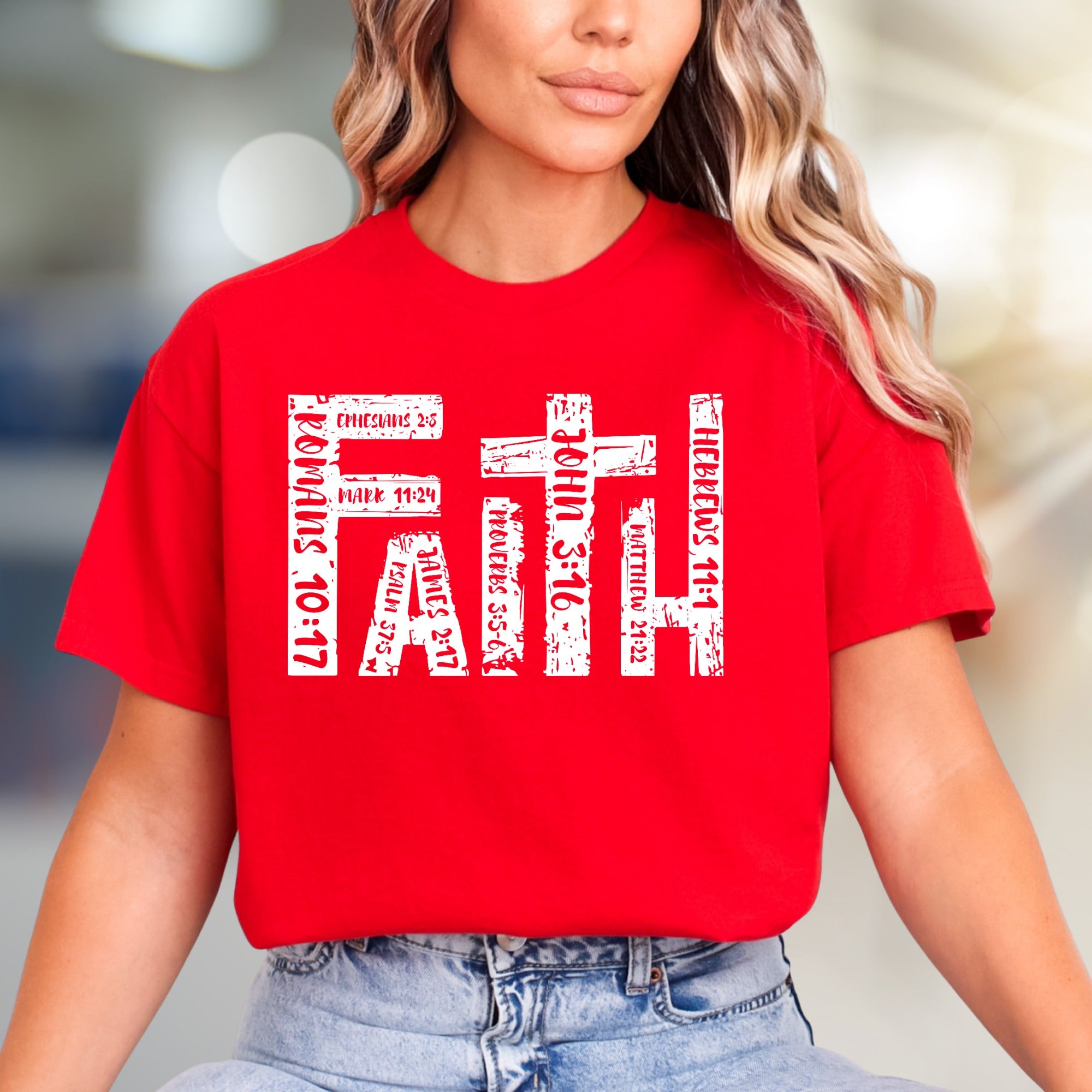 "FAITH" Scripture Verses Graphic Tee, a Spiritual Pick for Believers