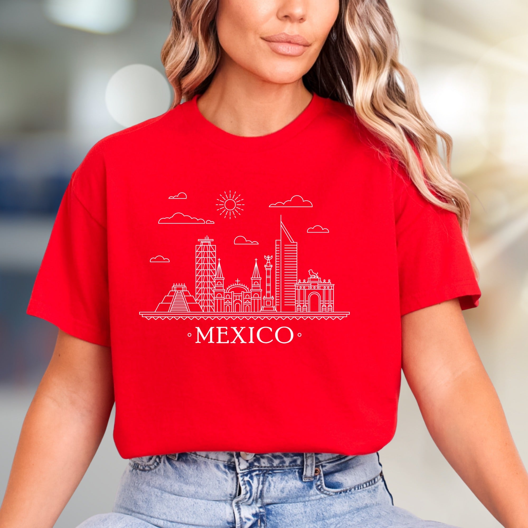 "Mexico" Skyline Art Graphic Tee, a Travel Souvenir for City Enthusiasts