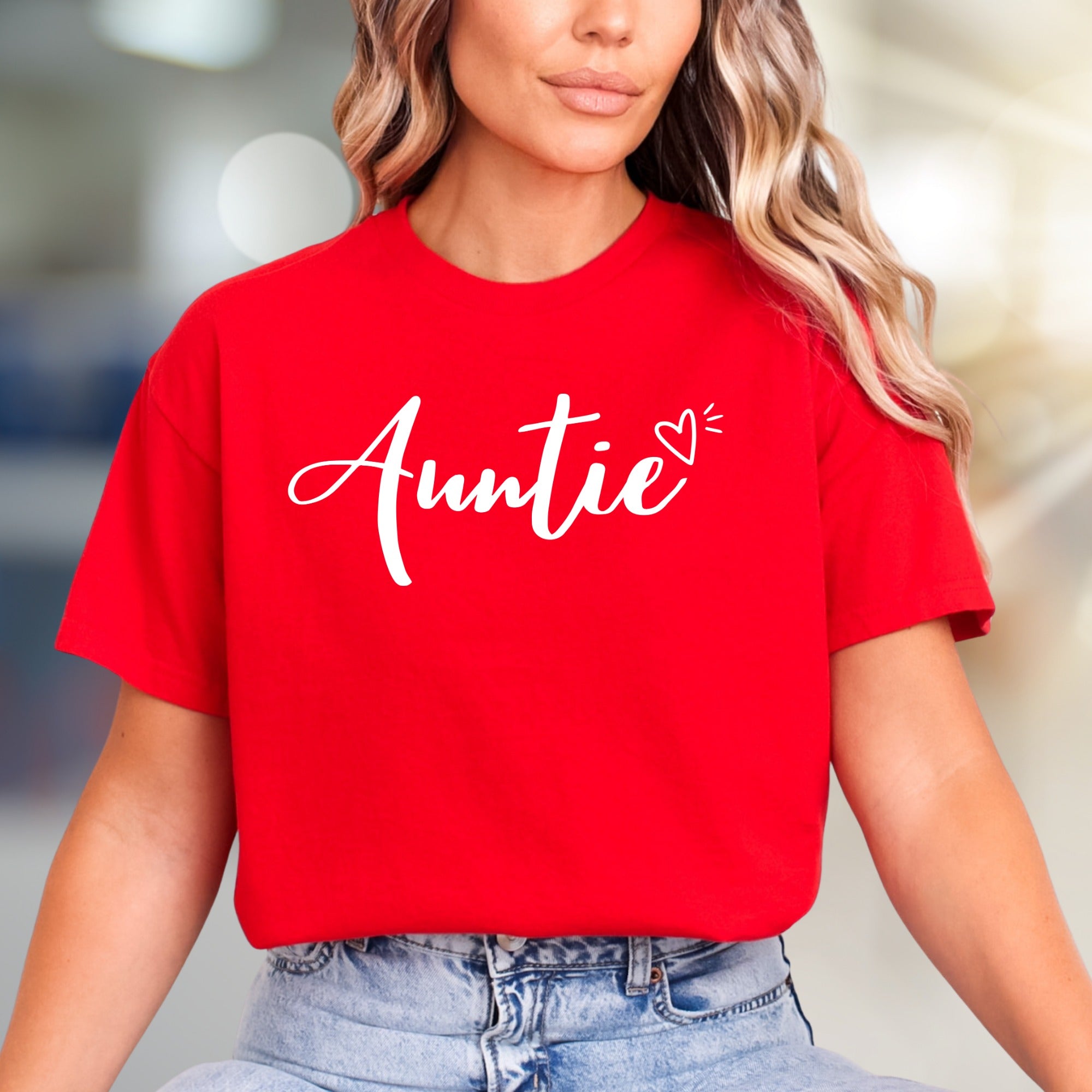 "Auntie" Script Heart Graphic Tee, a Loving Pick for Cherished Relatives