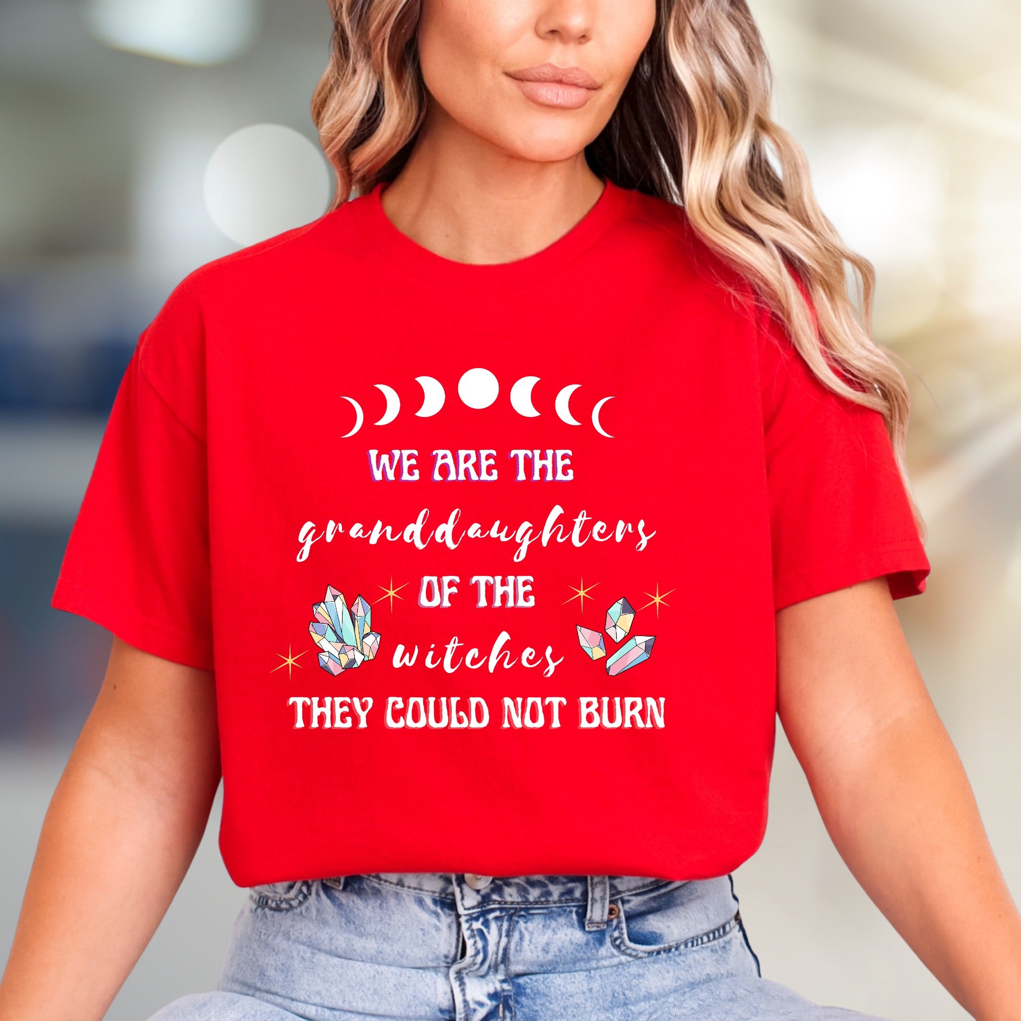 "We Are The Granddaughters" Witchy Moon Phases Graphic Tee, a Empowering Statement for Free Spirits
