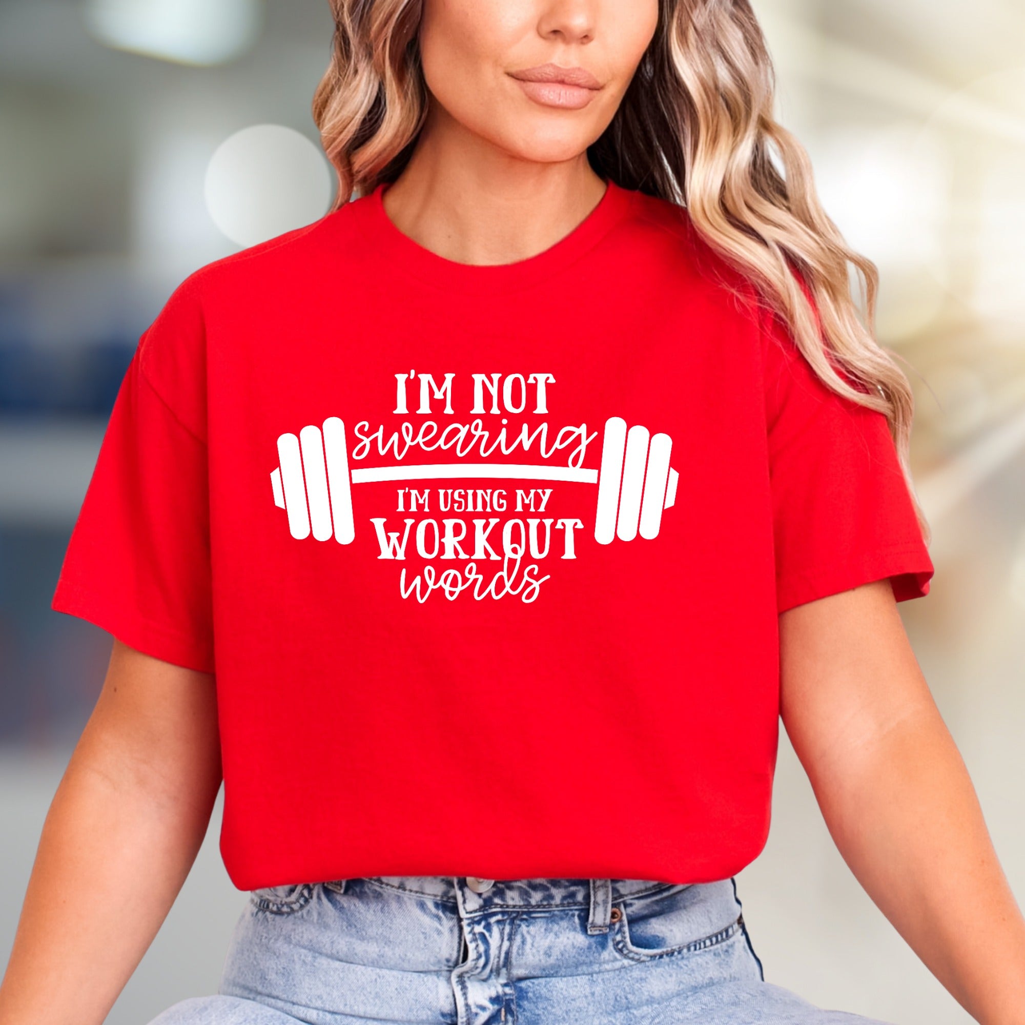 "I'm Not Swearing, I'm Using My Workout Words" Humorous Gym Graphic Tee, A Fitness Enthusiast's Pick