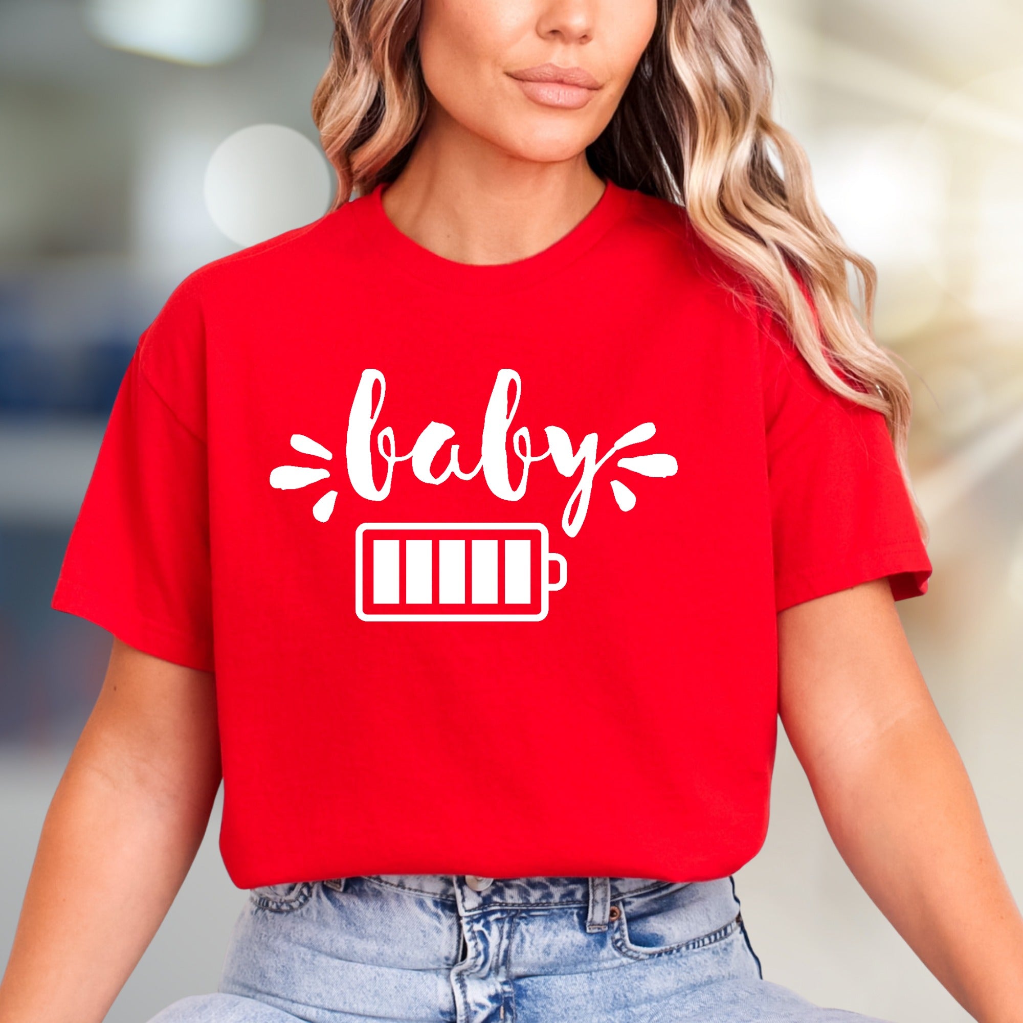 "Baby" Battery Low Graphic Tee, a Parent's Reality Pick for Moms & Dads