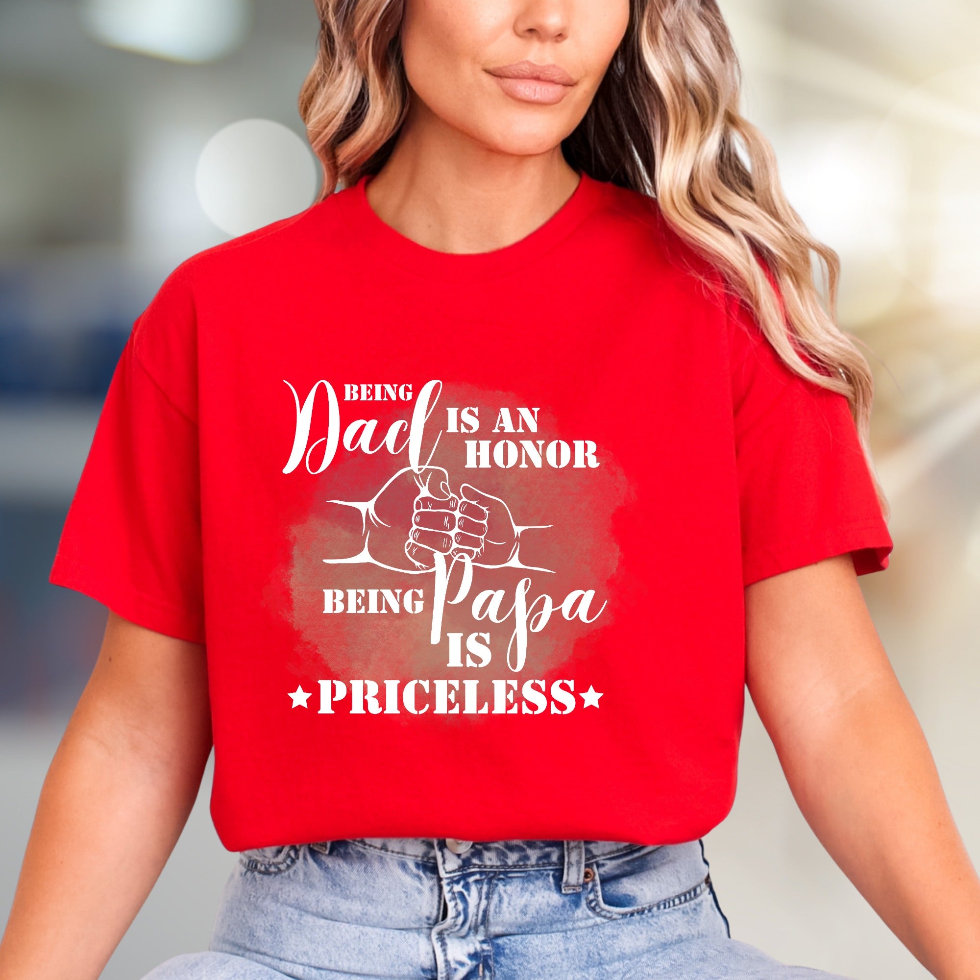 "Being Dad Is An Honor Being Papa Is Priceless" Graphic Tee, Sentimental Pick for Grandfathers