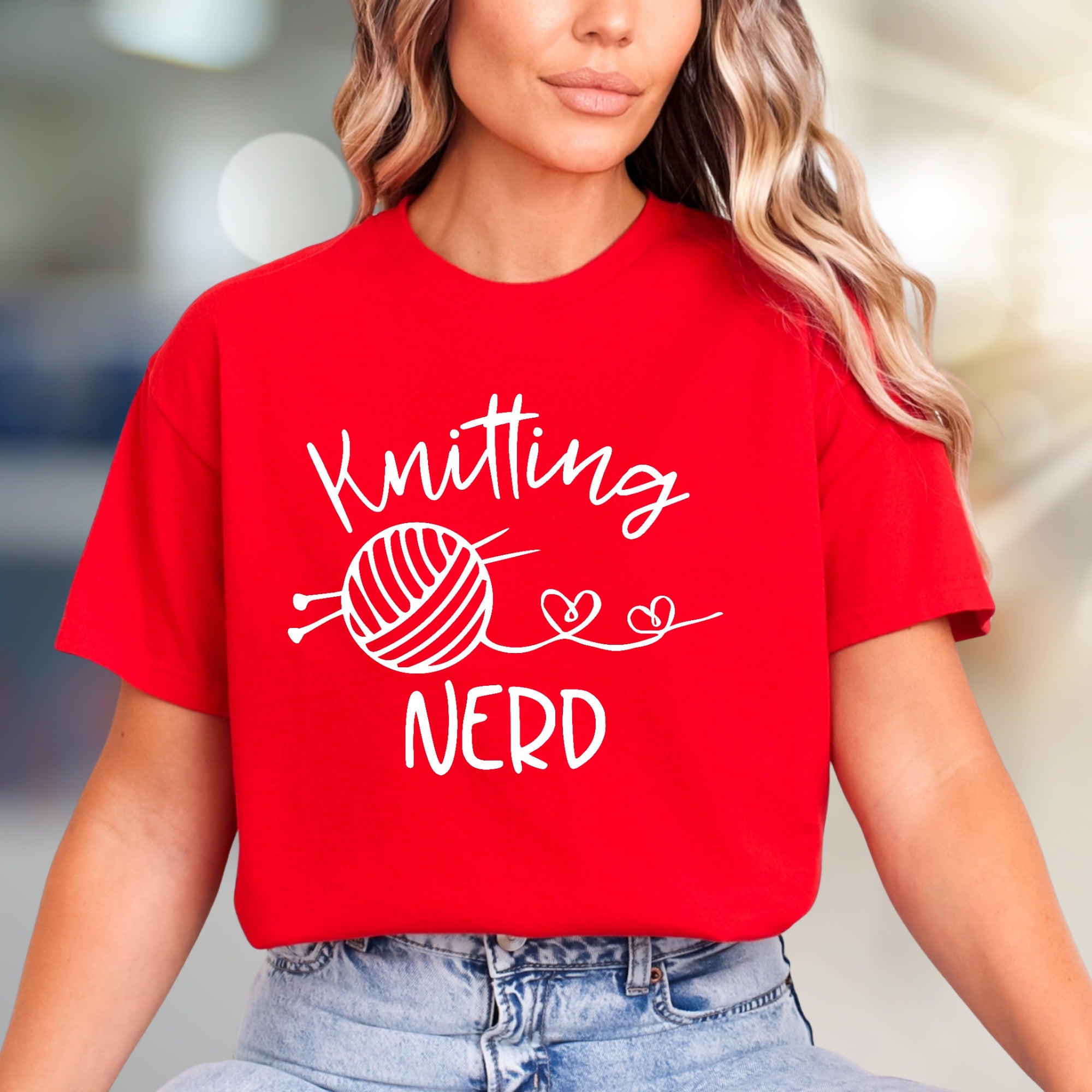 "Knitting NERD" Crafty Enthusiast Graphic Tee, a Hobbyist Pick for Makers