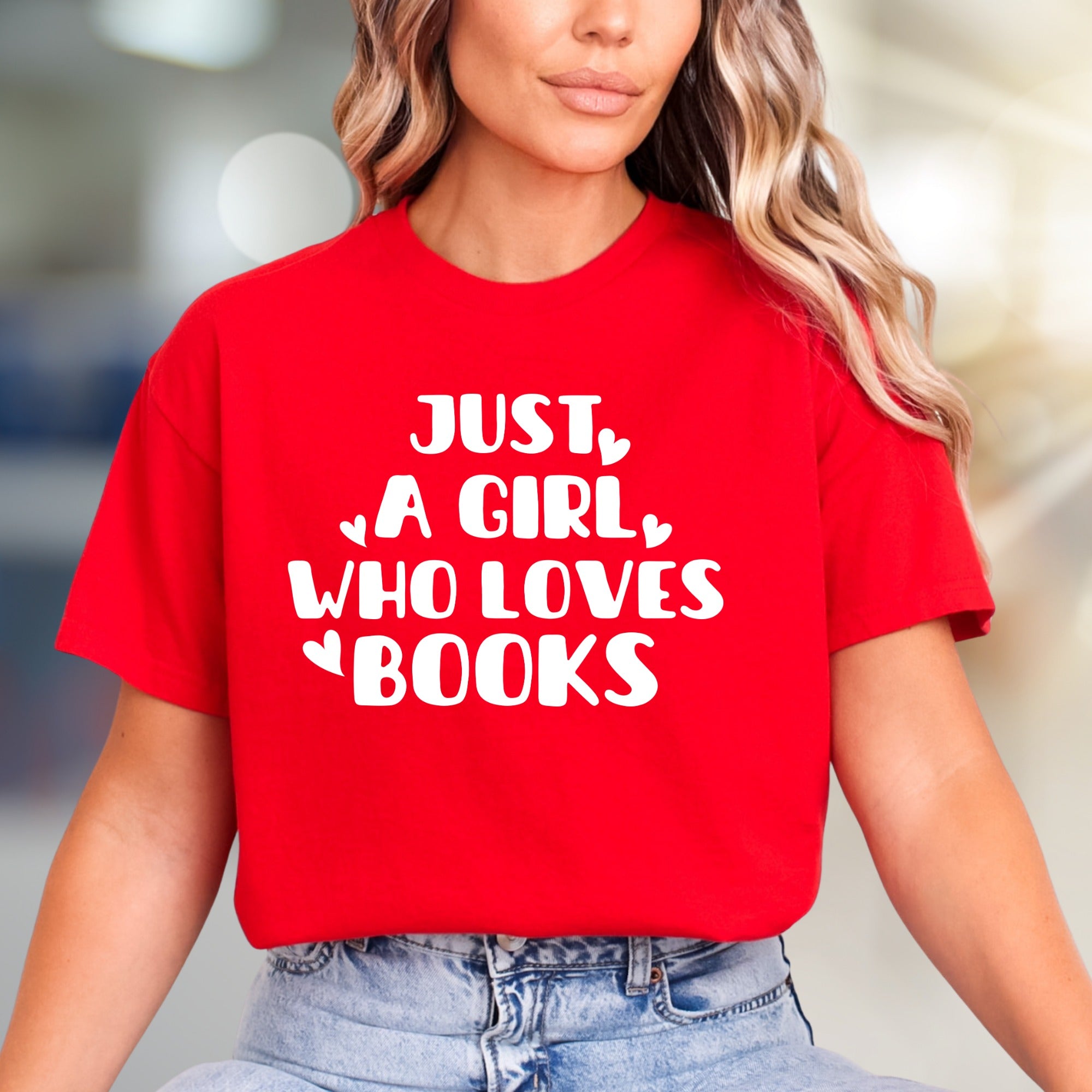 "Just A Girl Who Loves Books" Literary Graphic Tee, A Cozy Read for Bookworms