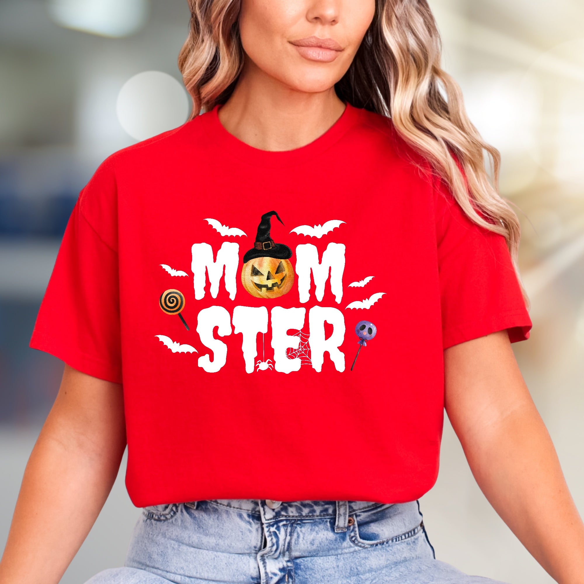 "MOM STER" Halloween Graphic Tee, a Spooky-Cute Pick for Festive Moms