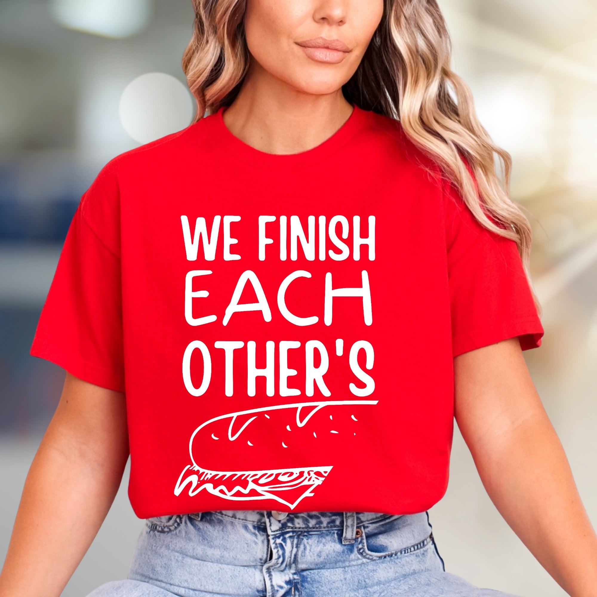 "WE FINISH EACH OTHER'S" Sandwich Graphic Tee, A Culinary Charm for Foodies